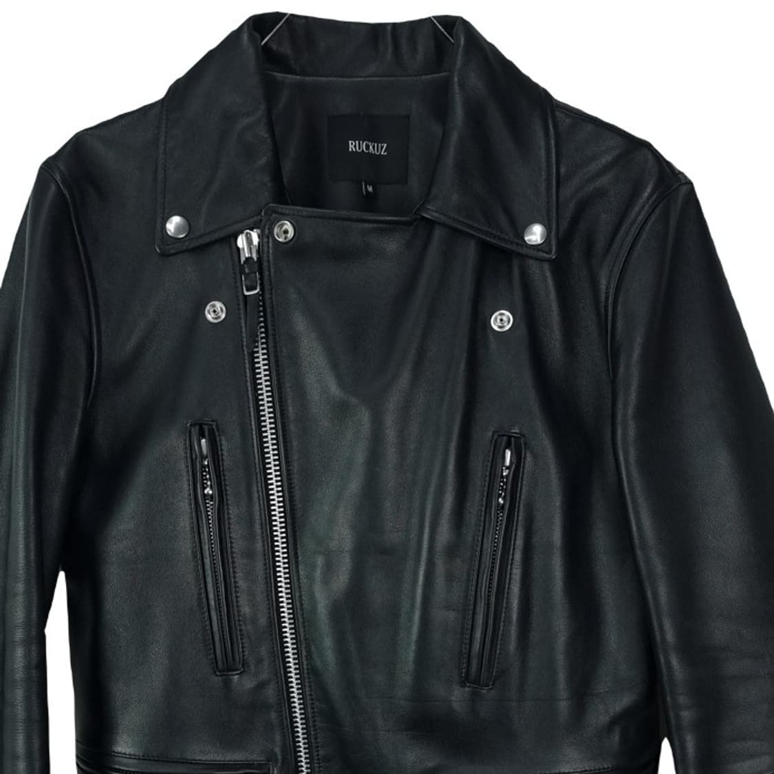 [러커즈] 리얼 카우 레더 소가죽 사선 레더 라이더 자켓 M18706 상품이미지4