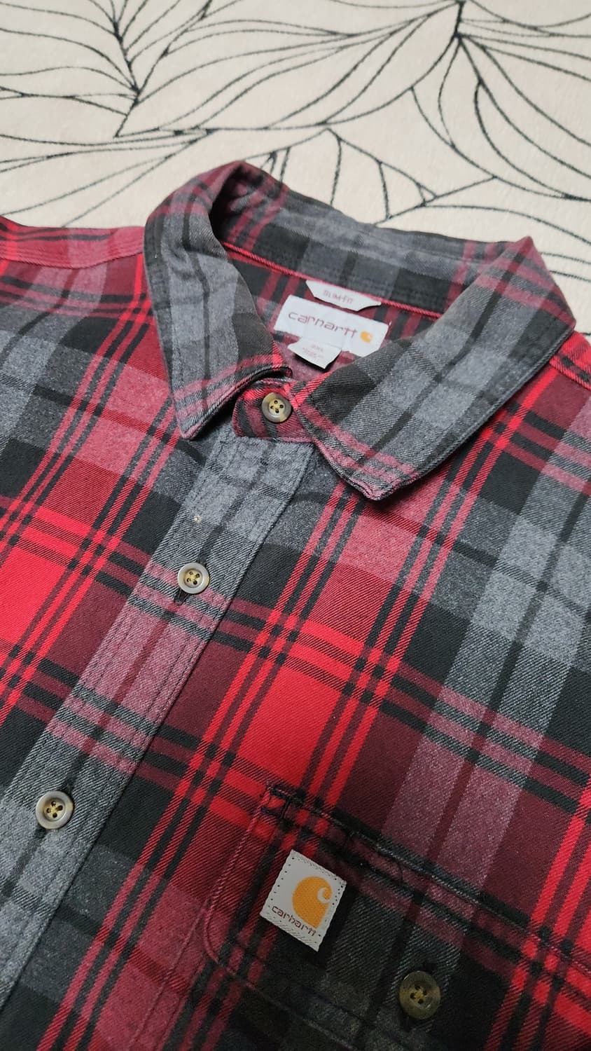 칼하트  플란넬 레드 그레이 체크 셔츠 2XL 세미오버110 상품이미지2