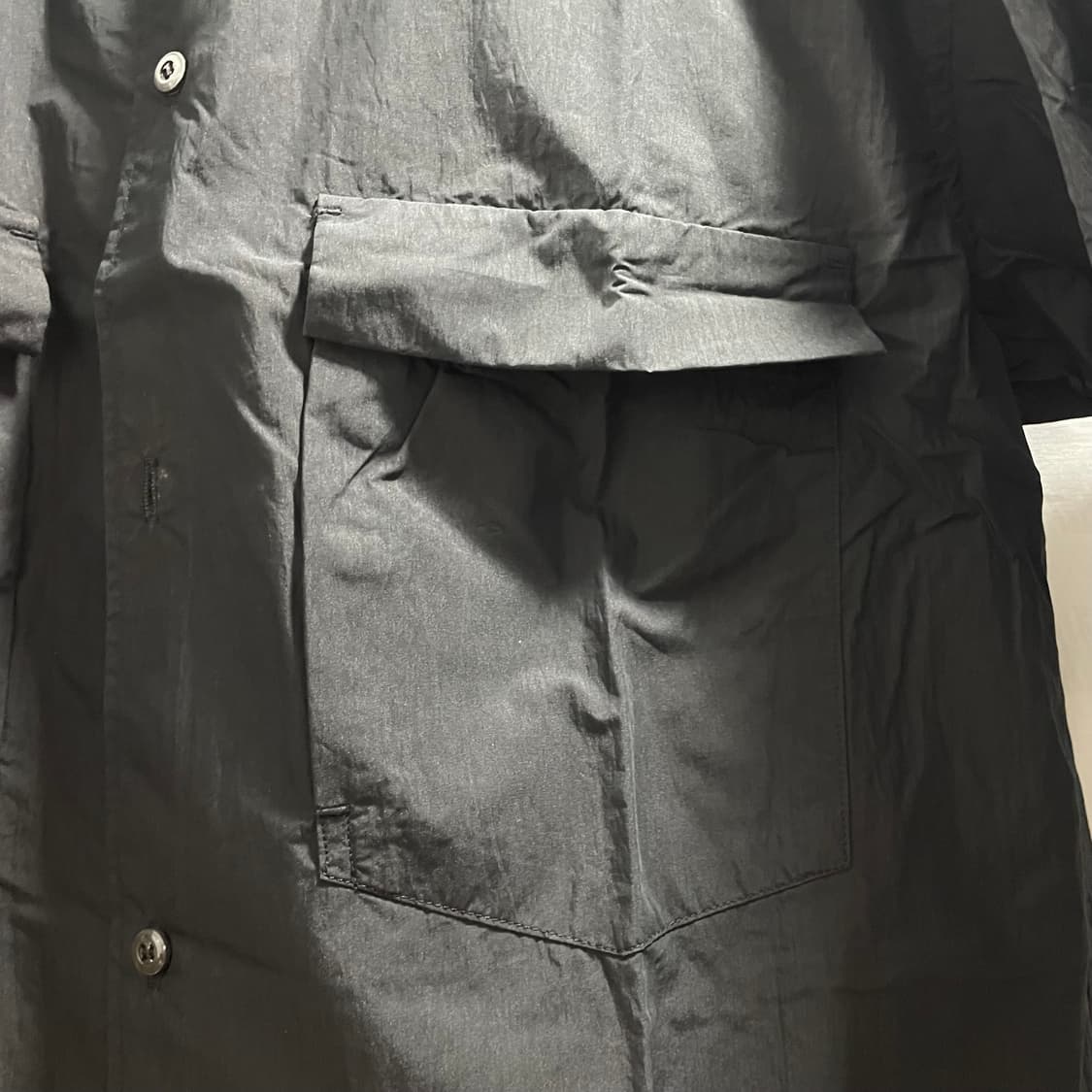 언어펙티드/ 드로스트링 오버사이즈 셔츠 블랙/ L 상품이미지4