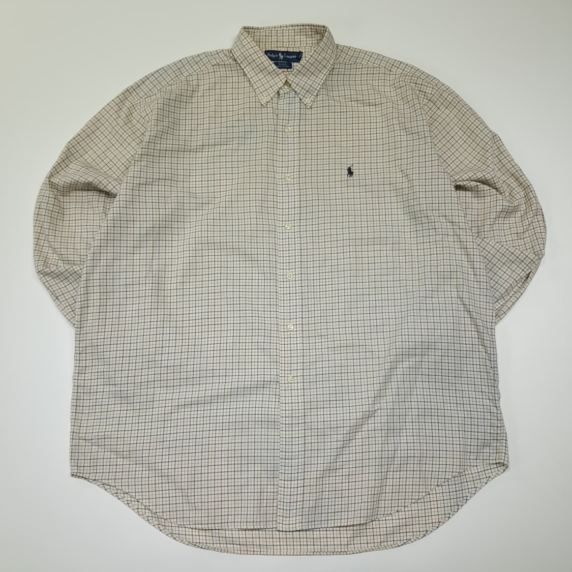 CL943 XL 폴로 90s 홍콩판 네이비브라운 마이크로체크 셔츠 상품이미지1