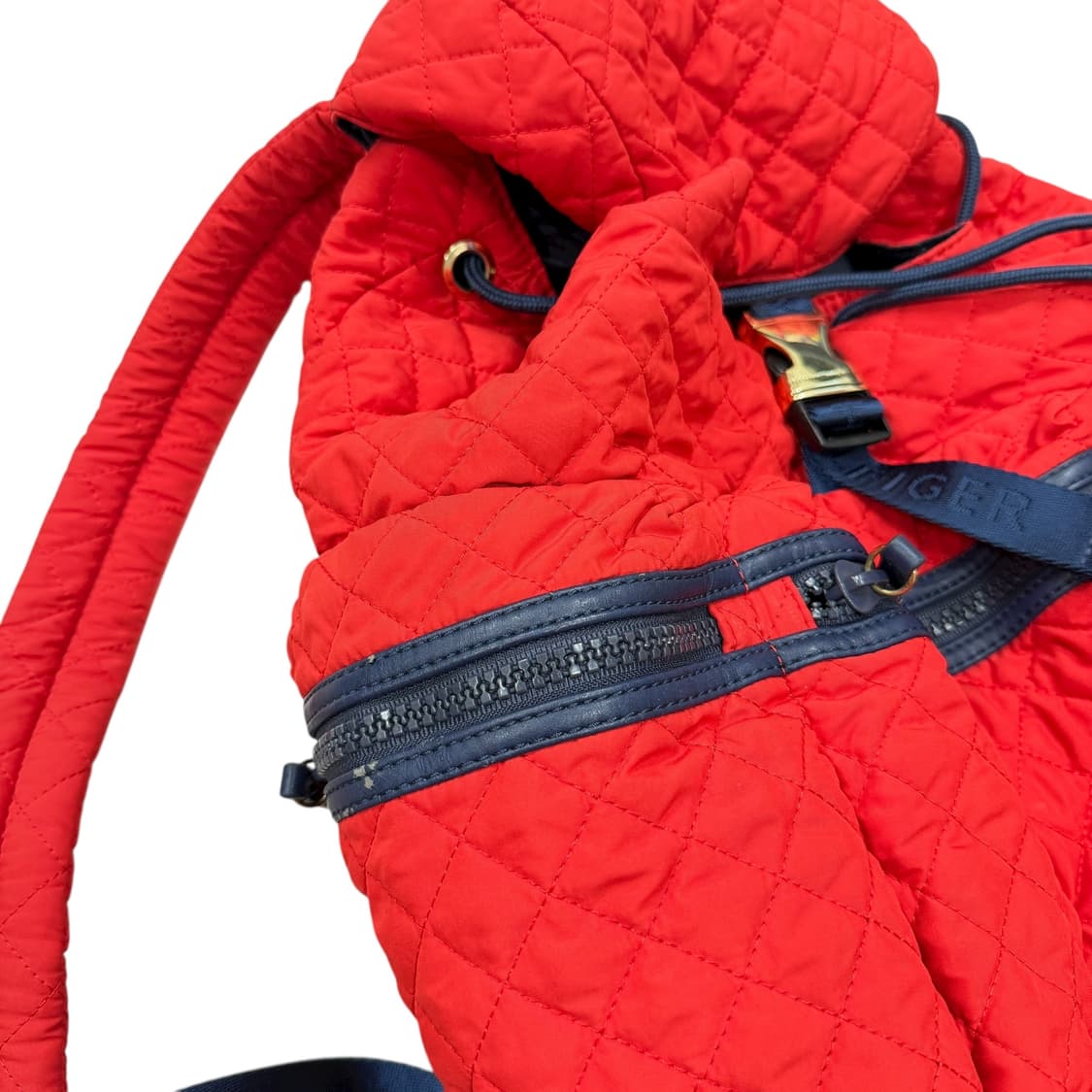 타미힐피거 빈티지 복조리 스트링 퀄팅 포켓 백팩 가방 레드 상품이미지9