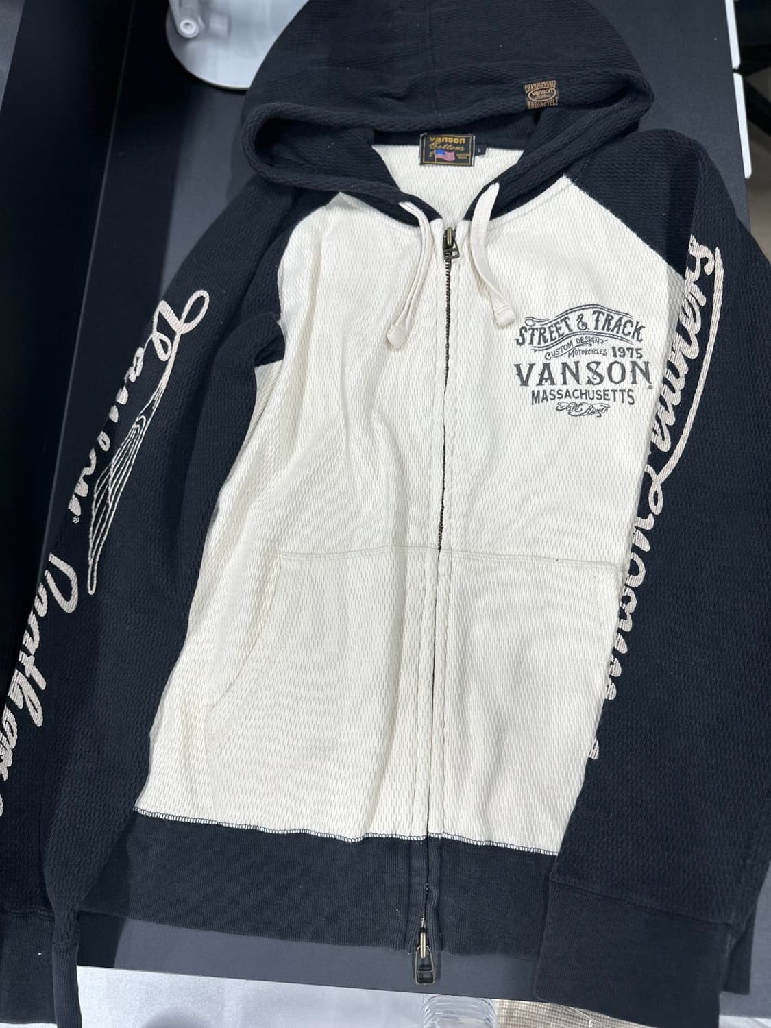 벤슨 코튼스 배색 와플 후드 집업 상품이미지5