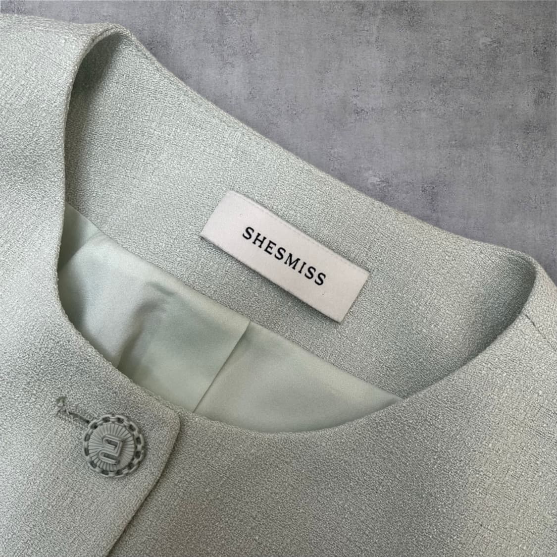 쉬즈미스 Shesmiss 민트 라운드넥 트위드 숏 자켓 66 상품이미지2