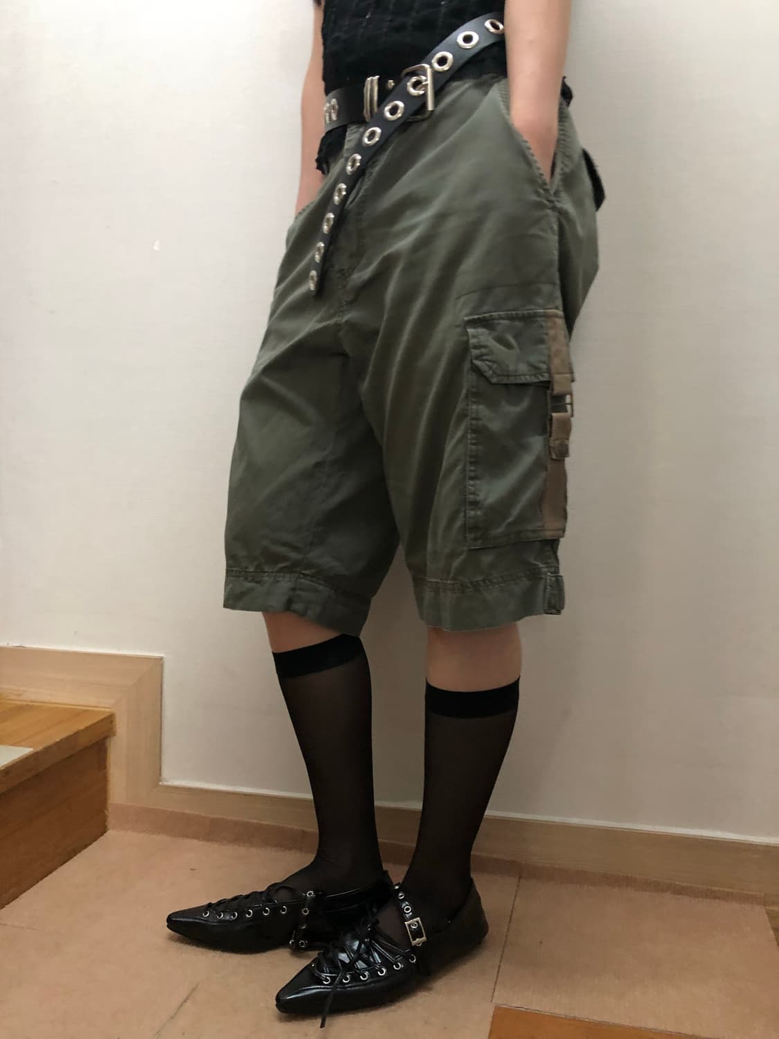 빈티지 카키 카고 팬츠 상품이미지2