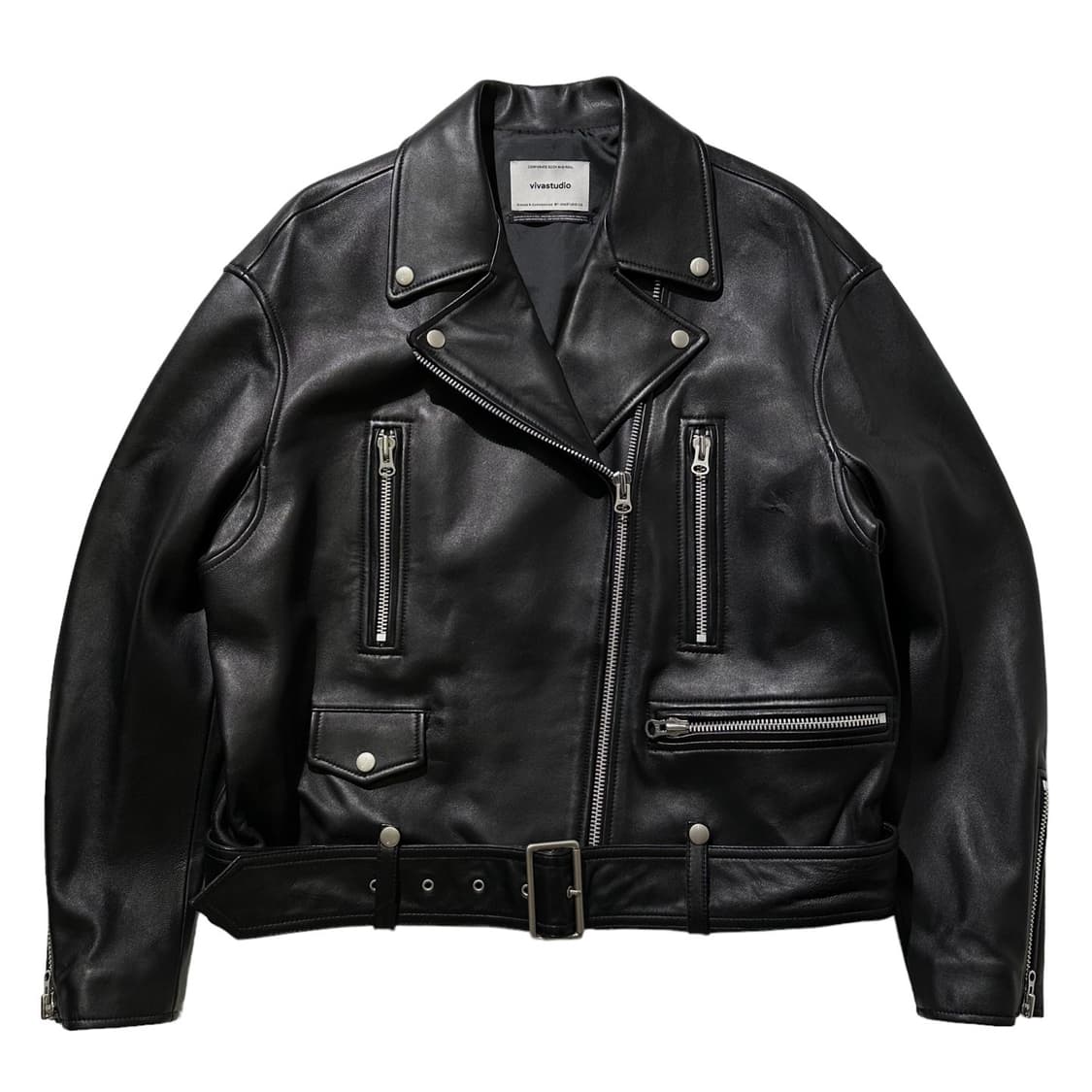 비바스튜디오 램스킨 양가죽 오버핏 라이더 자켓 상품이미지1