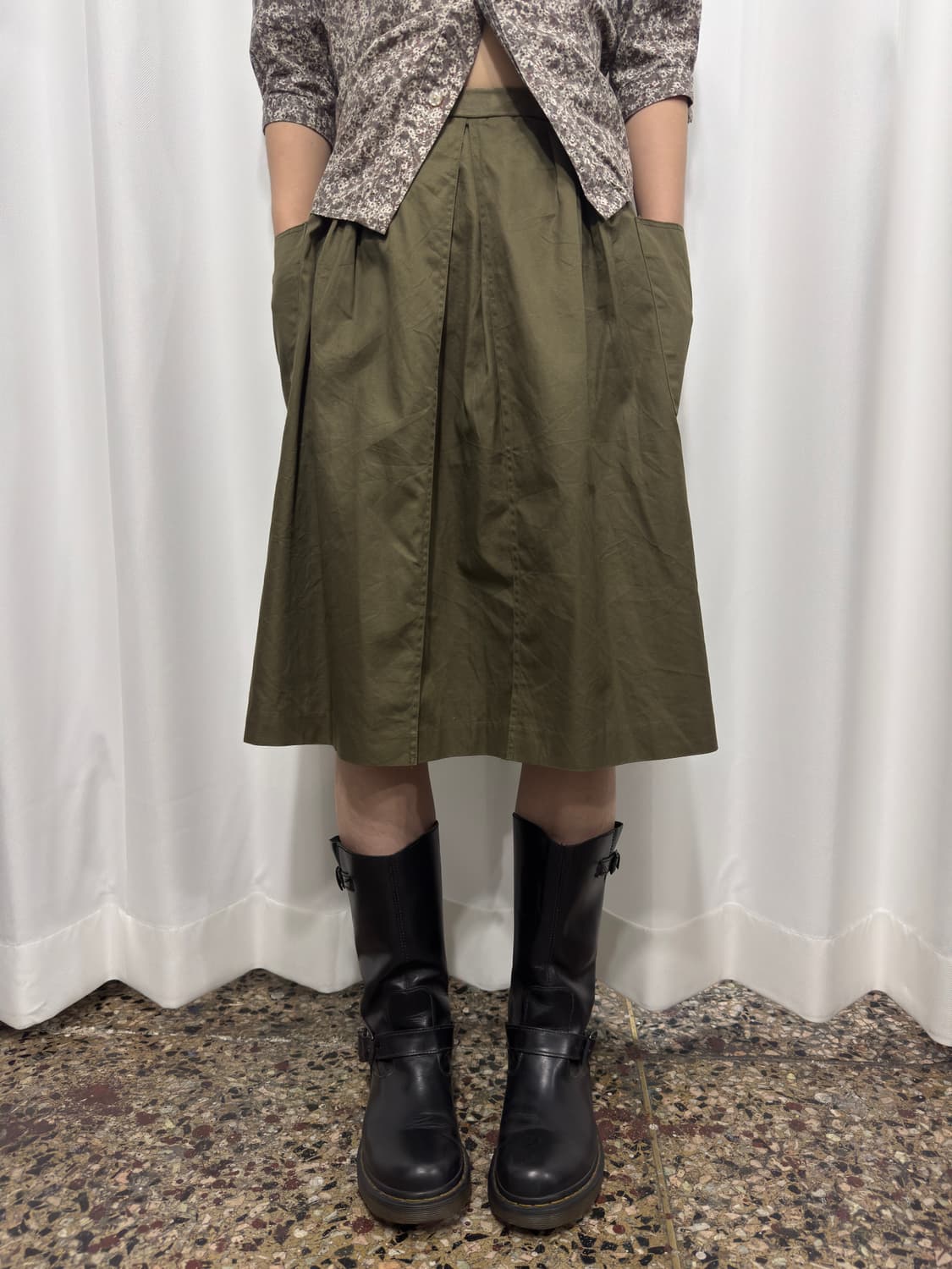khaki midi skirt 상품이미지4