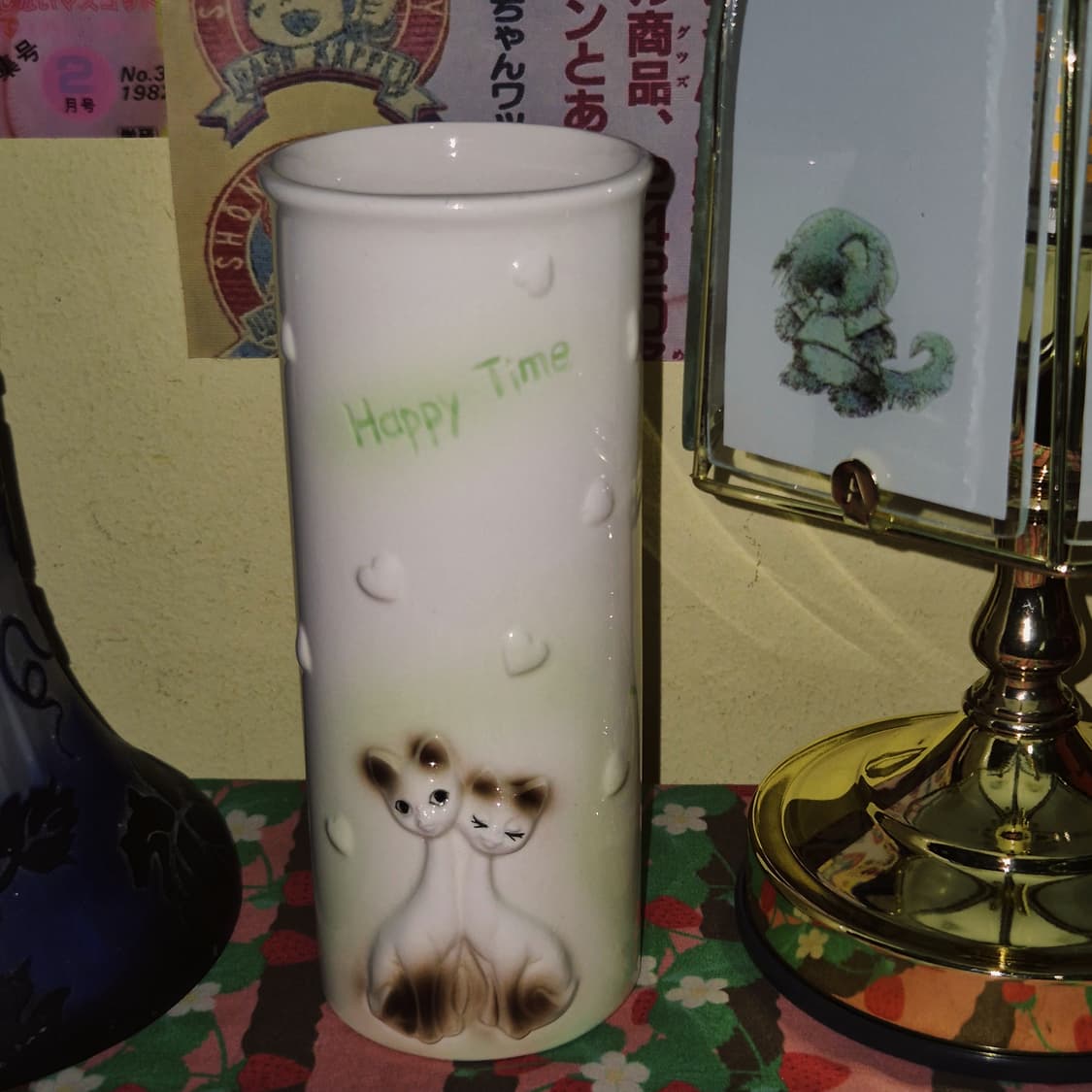 80s 레트로 고양이 도자기 기둥 꽃병 상품이미지6