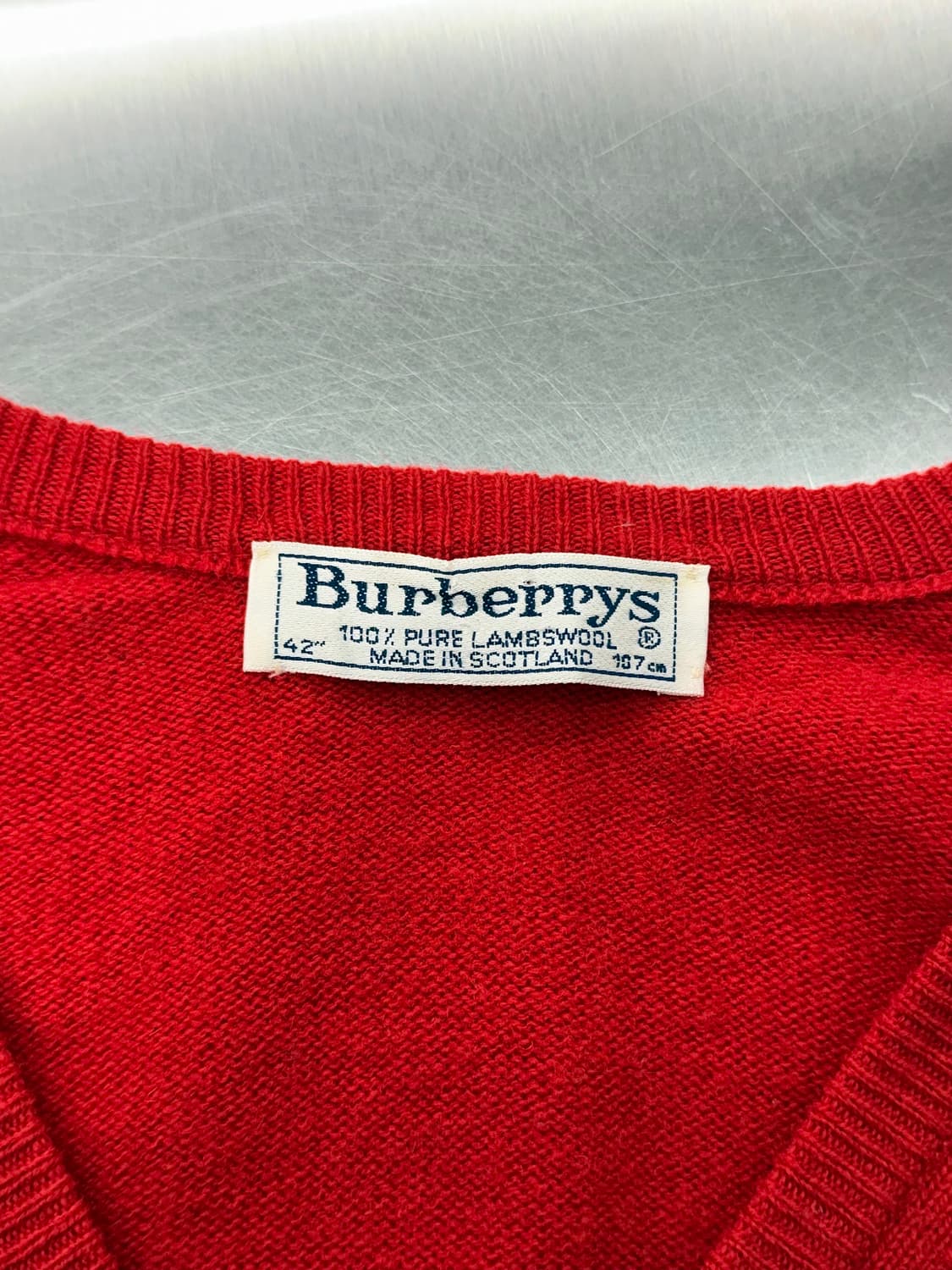 버버리 90s 레드 울 브이넥 니트 스웨터 상품이미지7