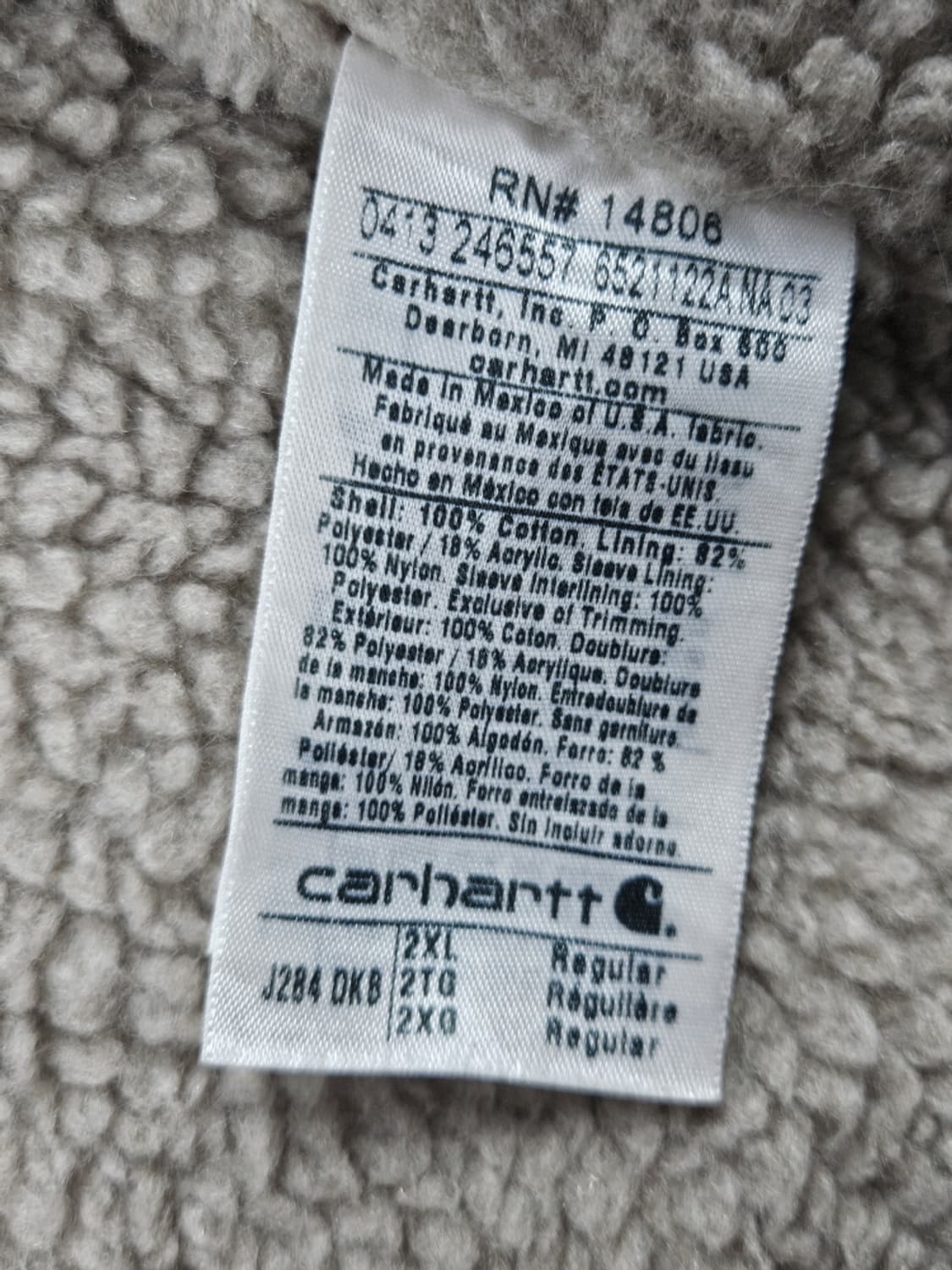 칼하트 J284 쉐르파 후디드 멀티포켓 워크자켓 (2XL) / 10332 상품이미지8