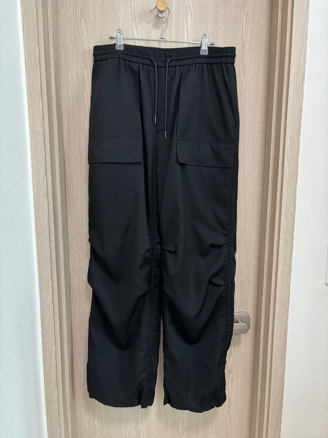 25SS새상품급)준지 와이드 울 퍼커링 밴딩팬츠48/블랙 상품이미지1