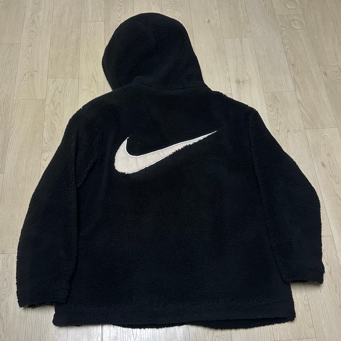 나이키 빅로고 블랙 후드 후리스 집업 상품이미지1