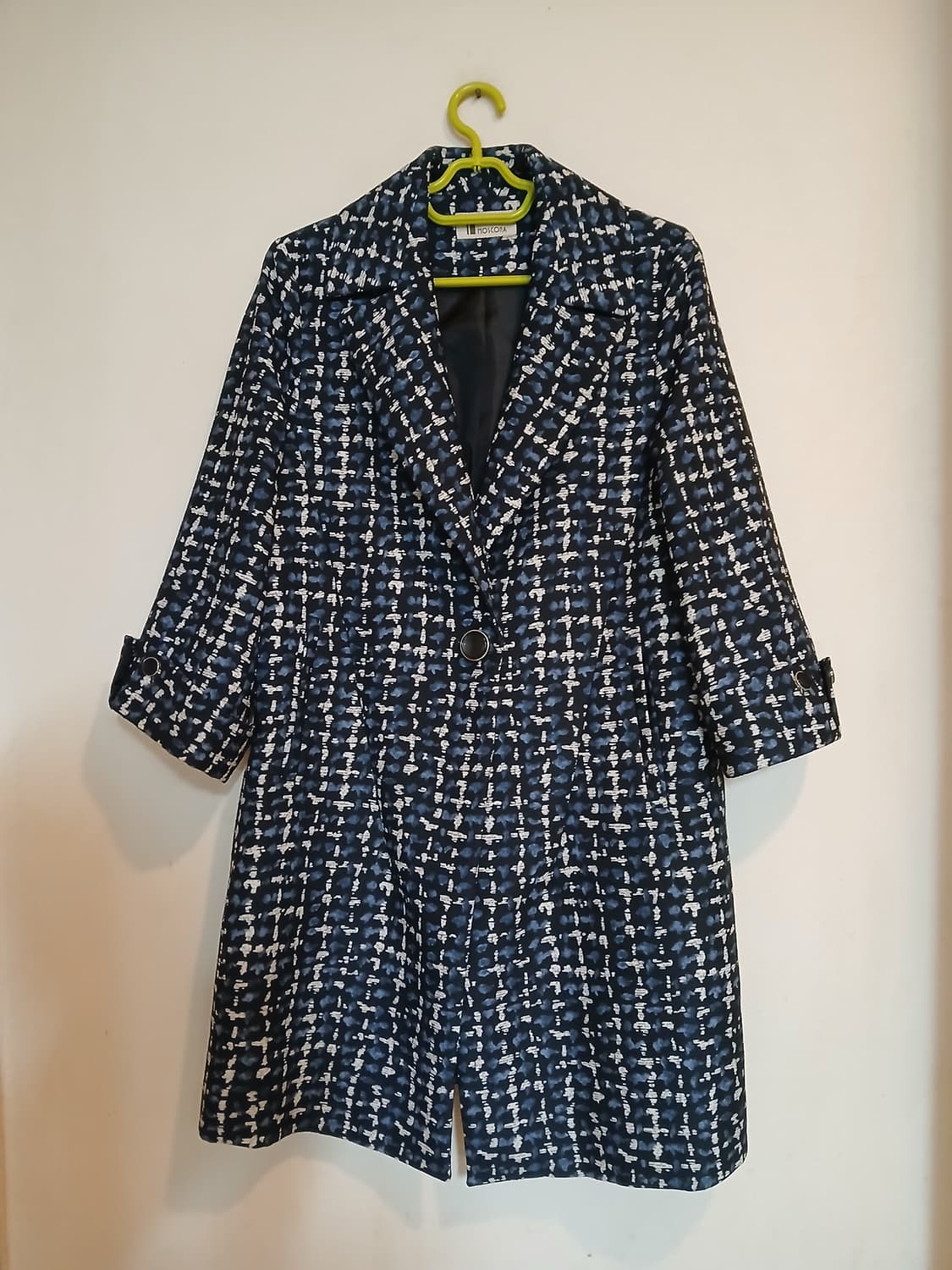 모스코사 체크 패턴 고급 트위드 스타일 하프 코트 자켓 재킷 아우터 상품이미지1