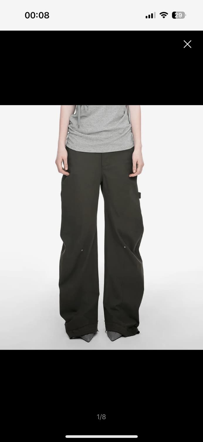 나체 RAWCUT CURVED PANTS (UNISEX) KHAKI 상품이미지1