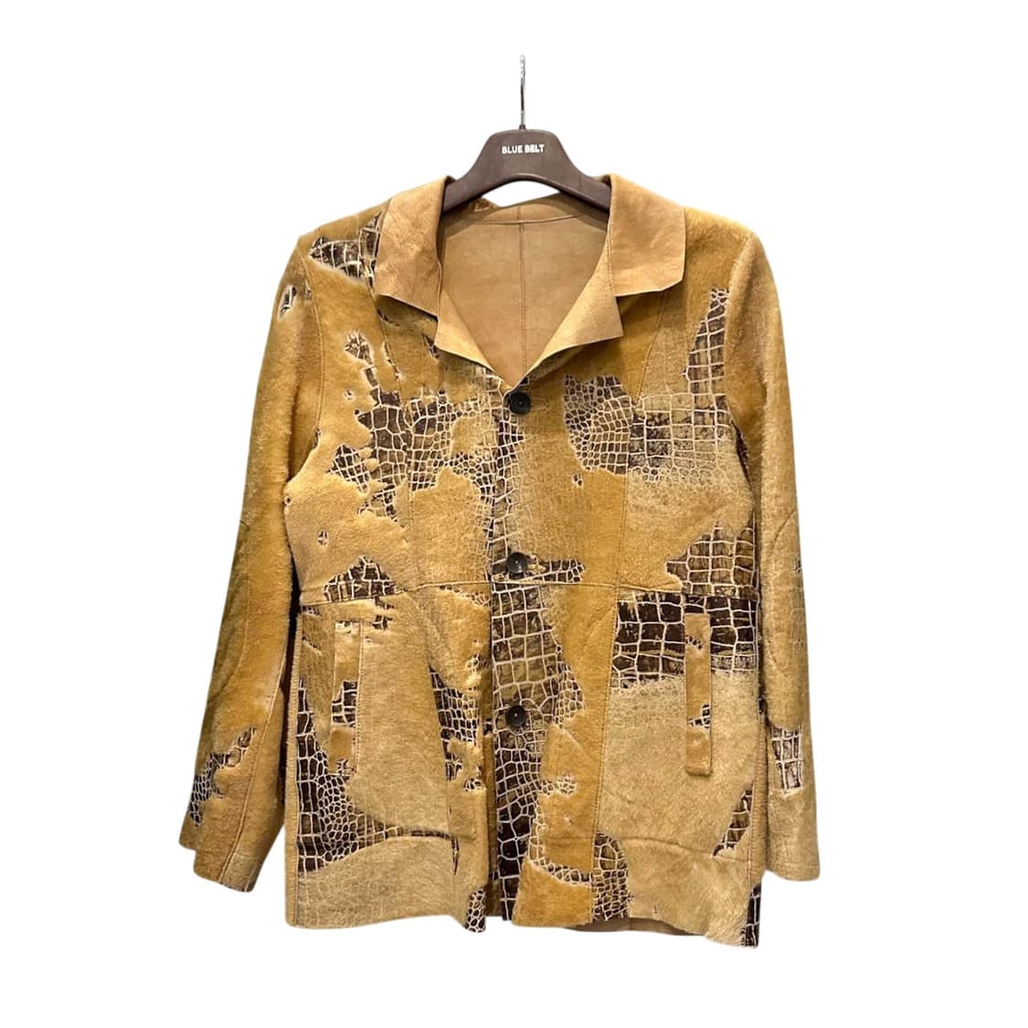 JPN VINTAGE 피치드 레더 자켓 리버시블 크랙 패턴 디테일 카멜 상품이미지1