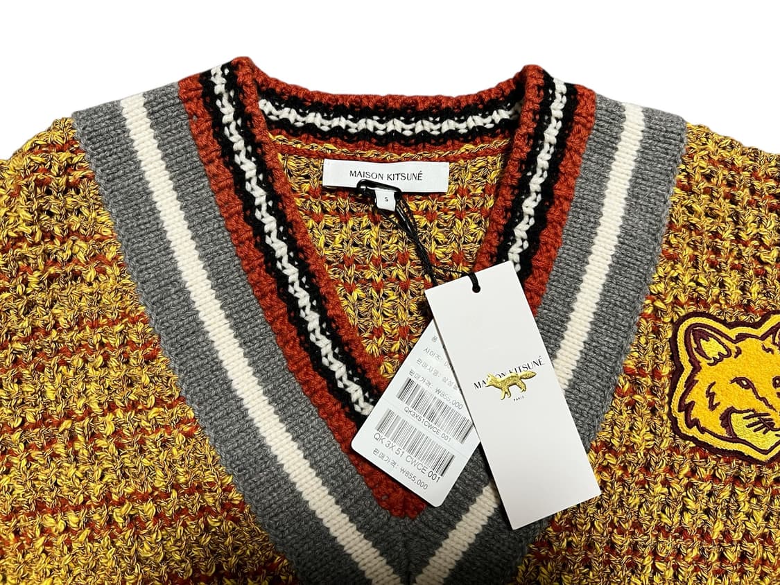 (새상품) 메종키츠네 브이넥 니트 옐로우 겨울니트 남녀공용S 상품이미지2