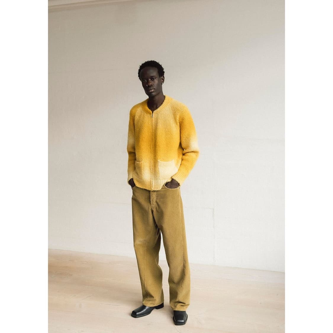 (M) sunflower 선플라워 옴브레 니트 가디건 집 옐로우 상품이미지2