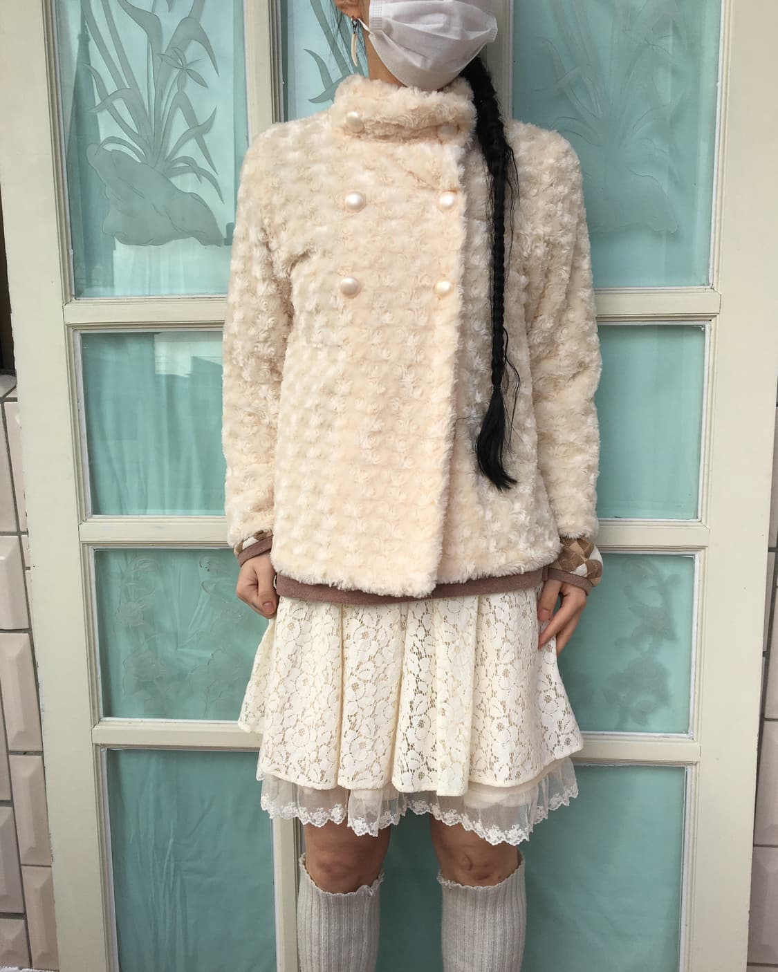 Double button fake fur high neck jacket 상품이미지6