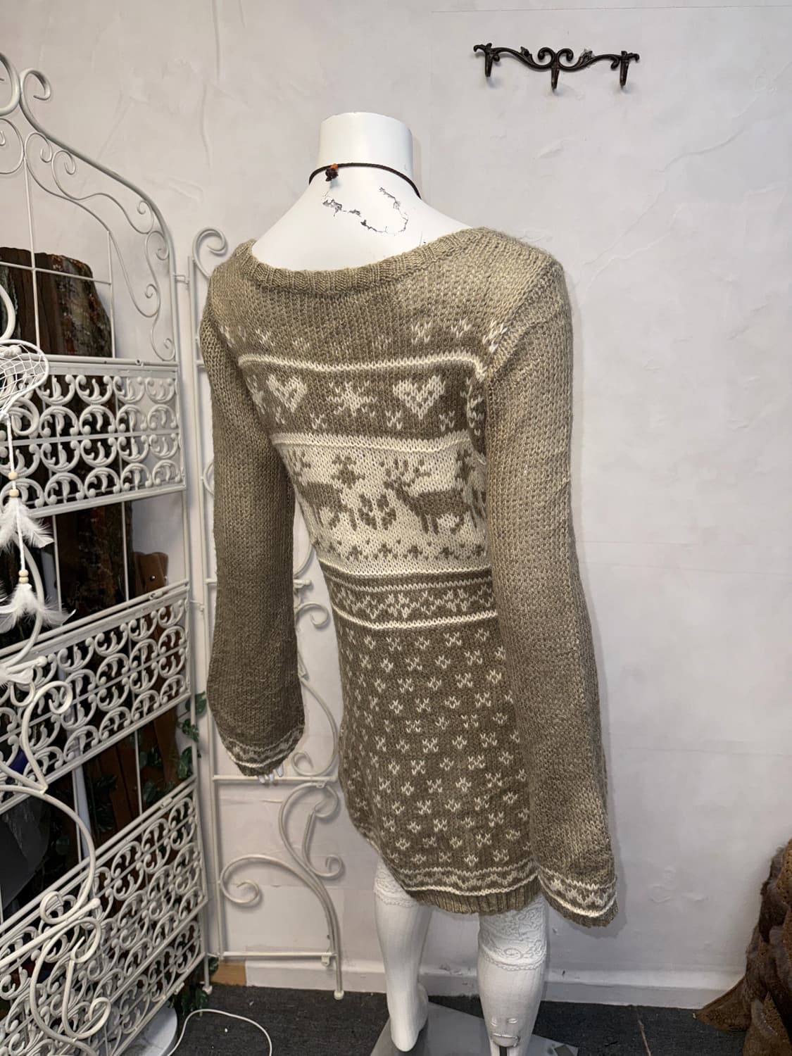 Ash brown winter mood pattern knit ops 상품이미지2
