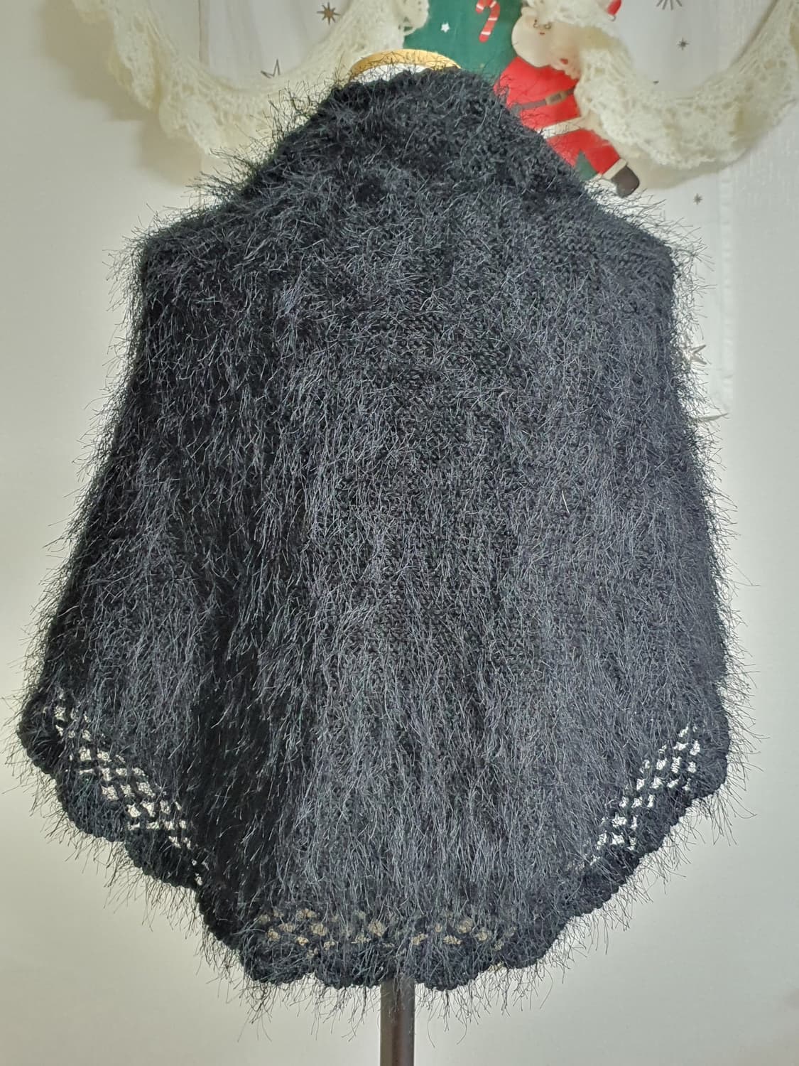 [모리걸] 캐캐체 블랙 털실 뜨개 숄 케이프 달천깔 상품이미지6