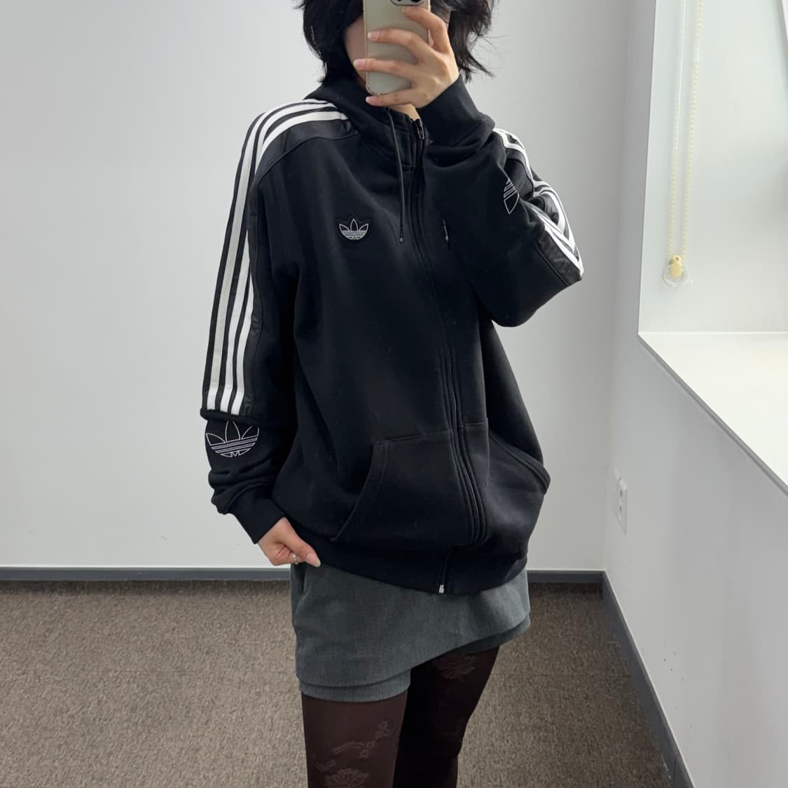 Adidas 아디다스 파이어로고 블랙 후드집업 상품이미지1