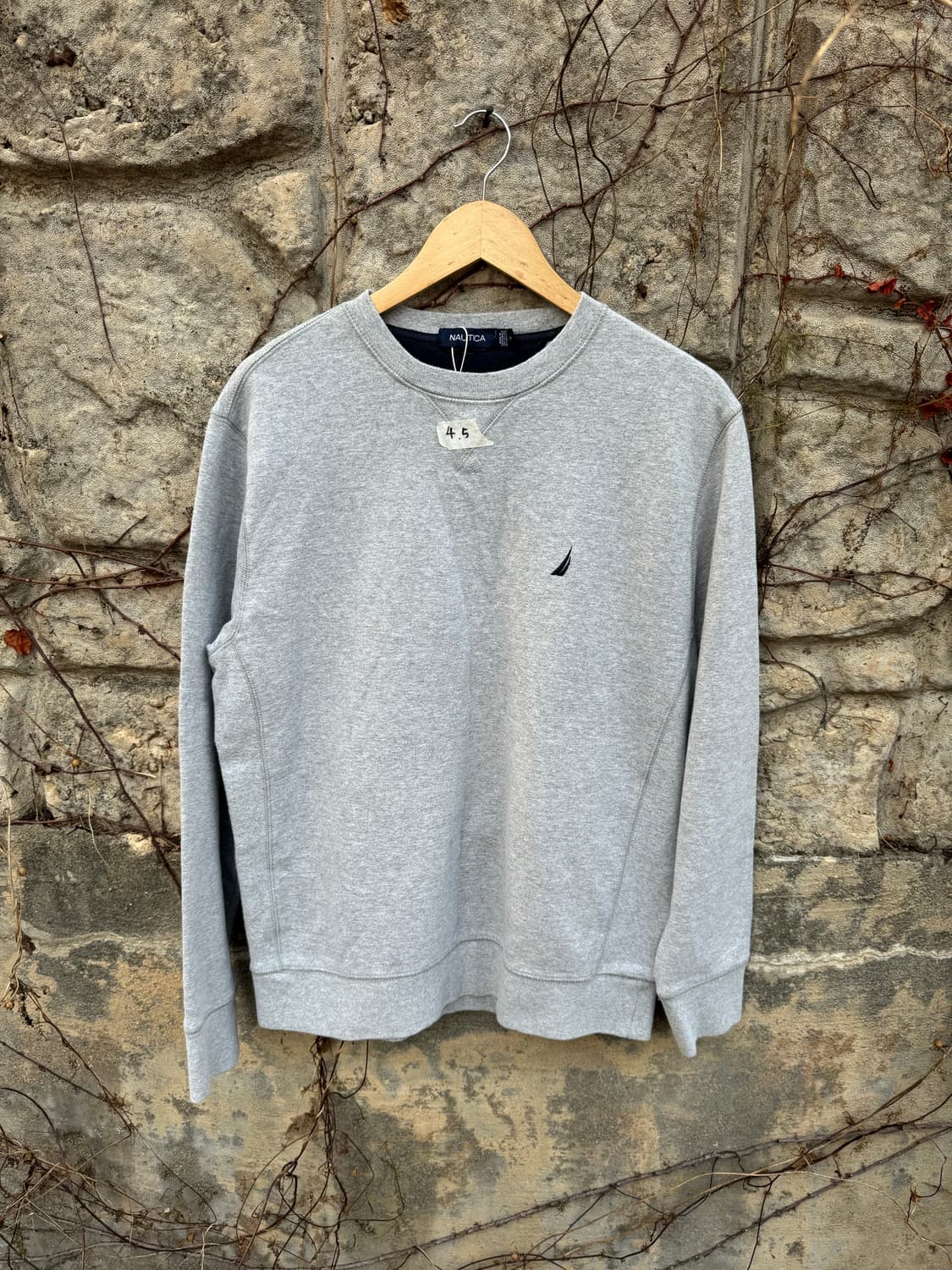 노티카 빈티지 리버스위브 플레인 자수로고 스웻 셔츠 맨투맨 그레이 상품이미지1