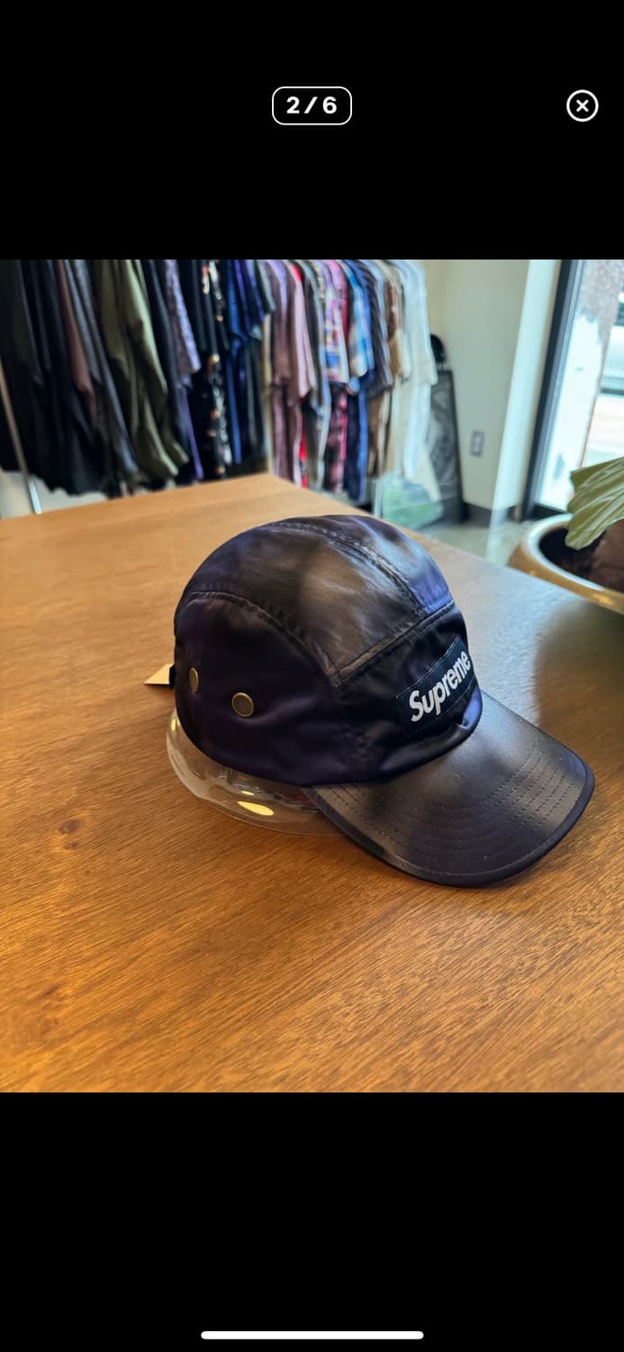 [OS] 슈프림 박스로고 워시드 사틴 블루 카모 캠프 캡 상품이미지2