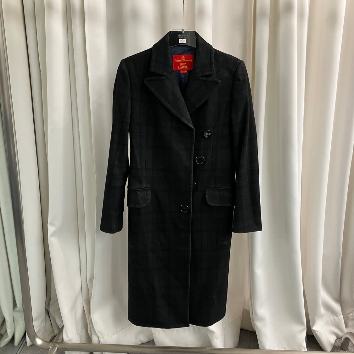 비비안웨스트우드 레드 라벨 블랙 체크 롱코트 40 상품이미지1