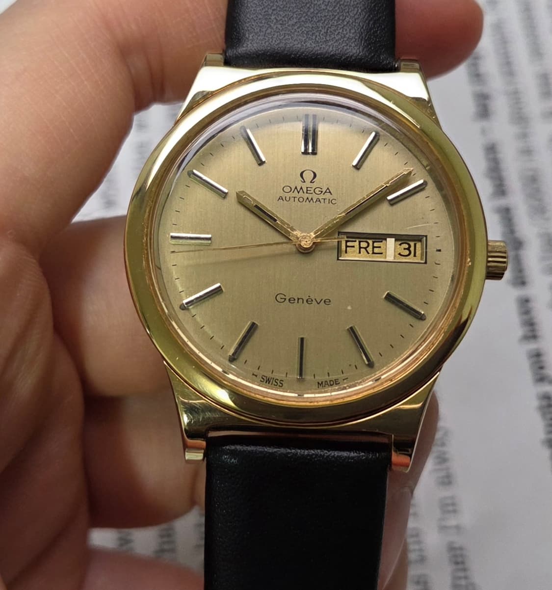 빈티지 오메가 제네브 올금장 오리지널 샴골판 데이데이트 오토매틱 상품이미지2
