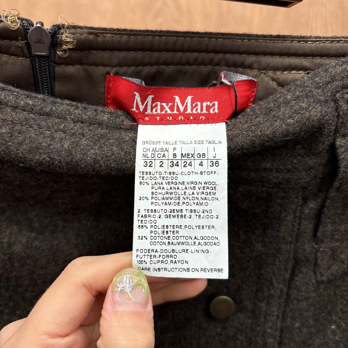 막스마라 미디 스커트 더블 버튼 사이드 포켓 디테일 H라인 브라운 상품이미지6