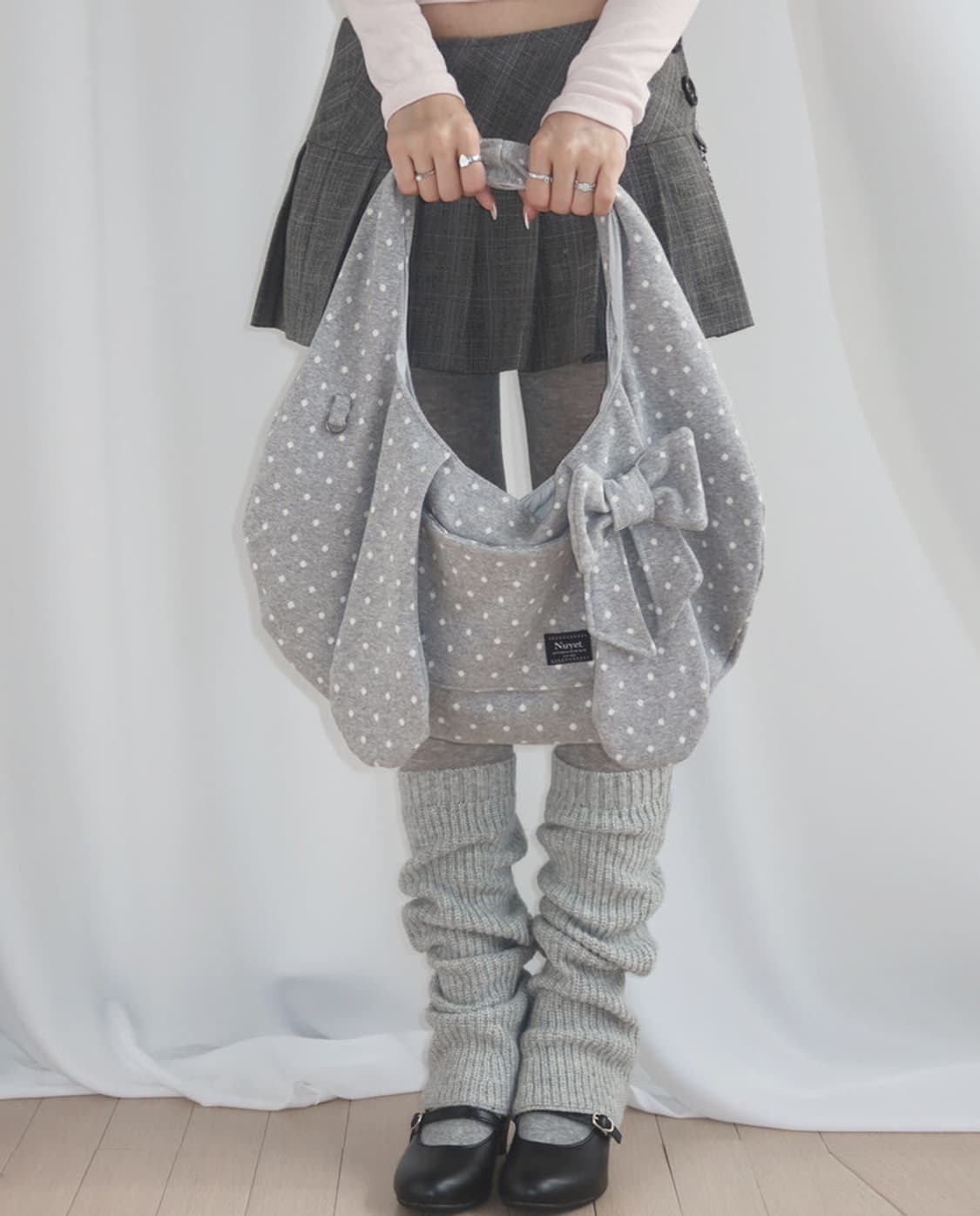 NUYET 버니 리본 도트 백 상품이미지3