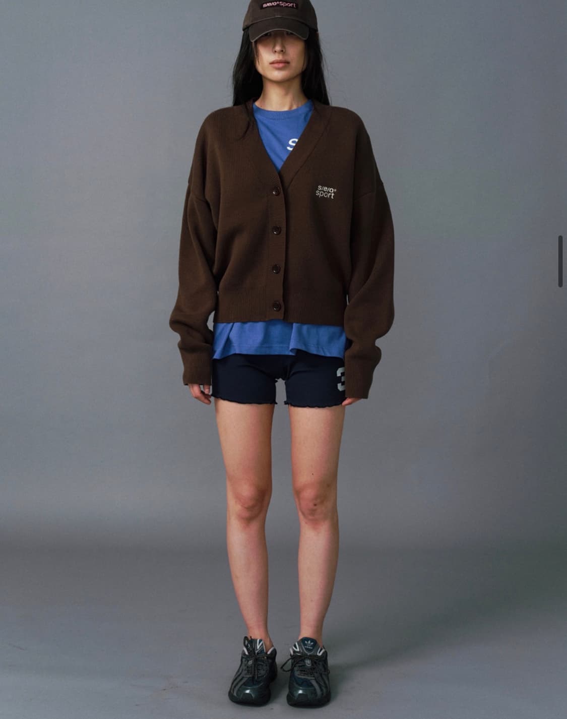 에스이오 코튼 브이넥 가디건 브라운 상품이미지1