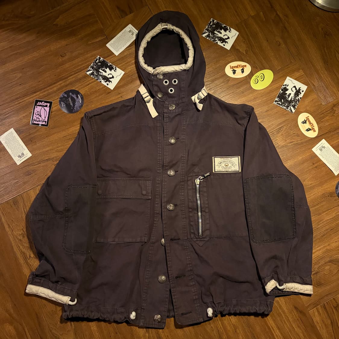 90s Armani jeans 빅 아일렛 후디드 코트 상품이미지2