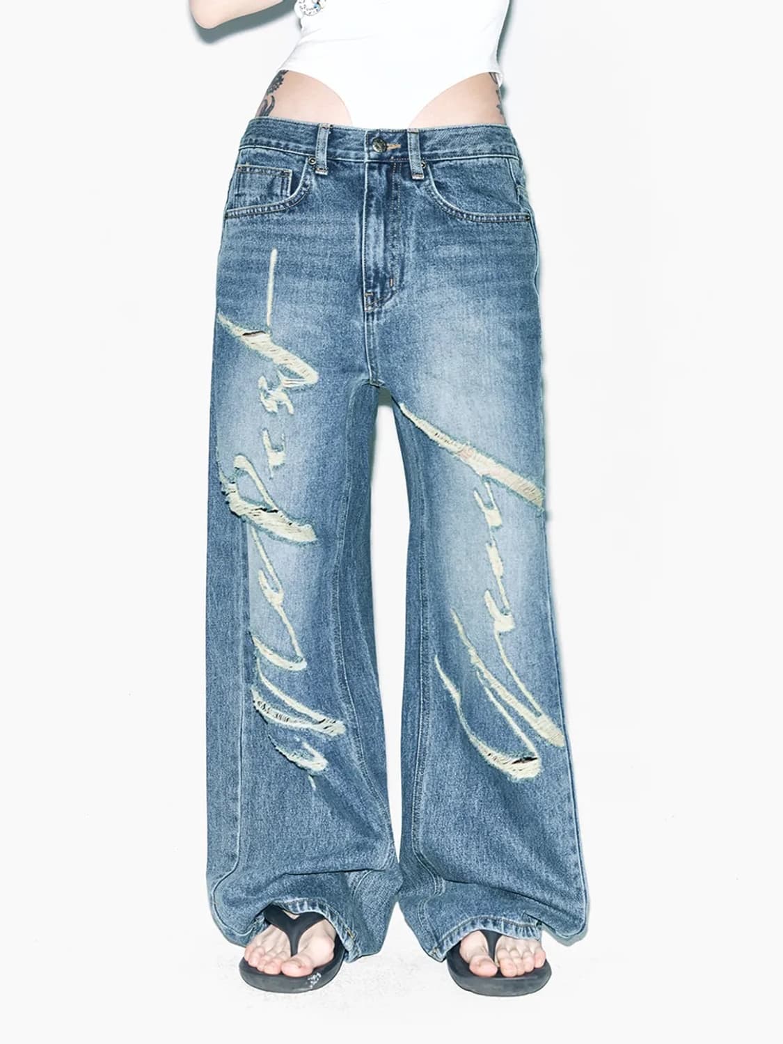 yeel SIGNATURE LOGO DESTROYED DENIM  상품이미지1