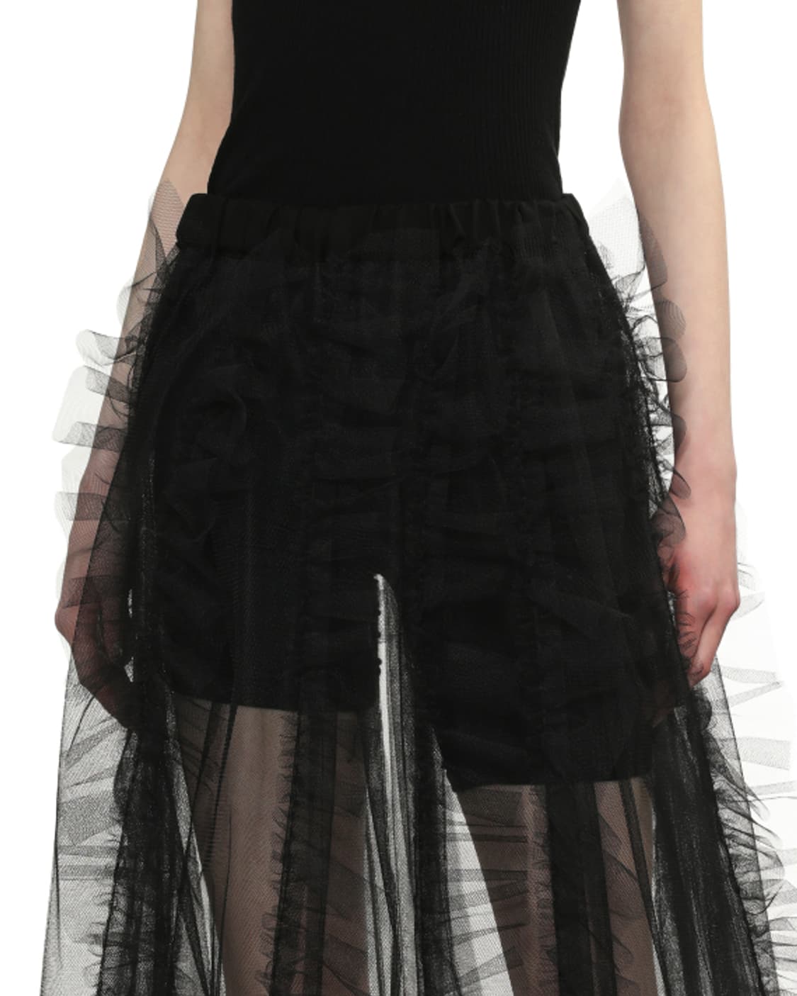 새상품 타오 TAO 레이어드 튤 미디 블랙 커튼스커트 OS 상품이미지5