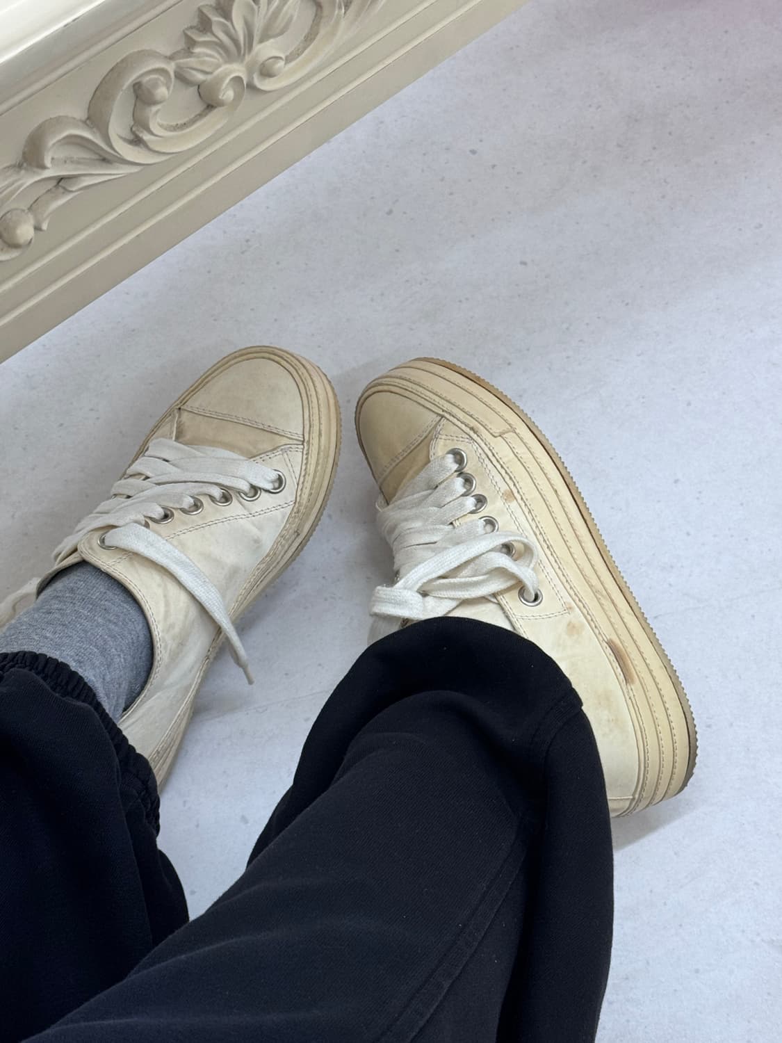 Ann Demeilemeester 가죽 사선 스니커즈 상품이미지8