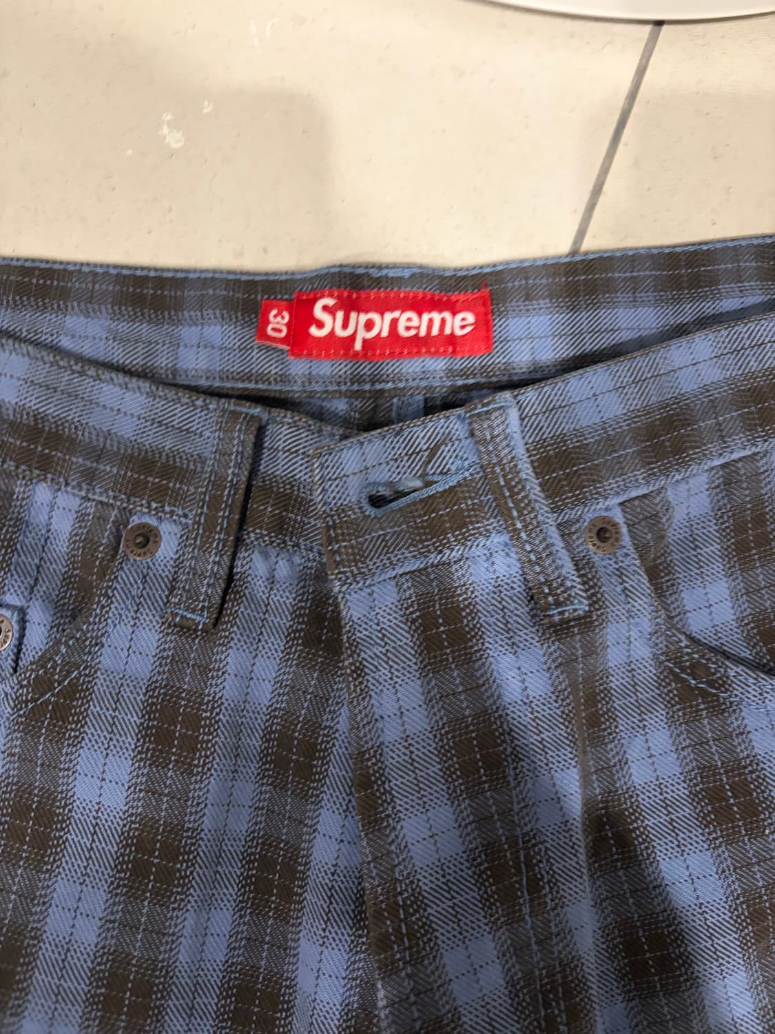 슈프림 플레이드 배기 쇼츠 블루 Supreme Plaid Baggy Sh 상품이미지9