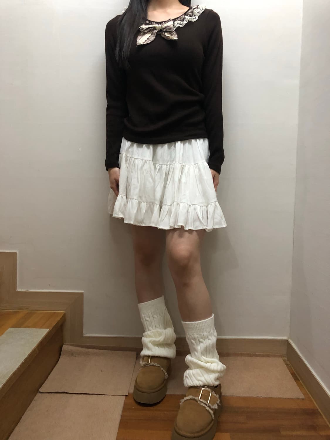 빈티지 브라운 리본 티셔츠 상품이미지4