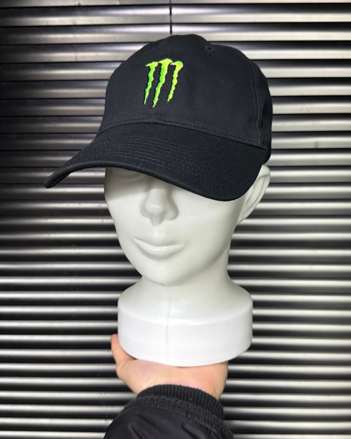 몬스터 에너지 드링크 M 로고 자수 스트릿 펑크 블랙 야구 모자 볼캡 상품이미지1
