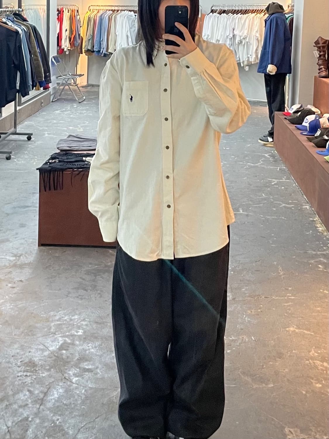 폴로랄프로렌 포니로고 클래식핏 코튼 아이보리 셔츠 H1211 상품이미지1