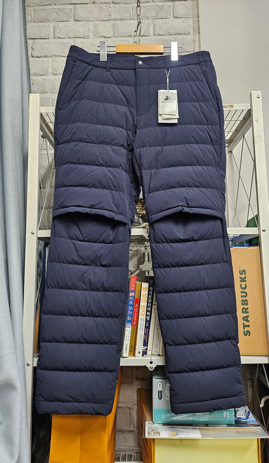 블랙앤화이트 남성 골프패딩바지 37인치 무릎절개 구스겨울골프바지 MM12 상품이미지1