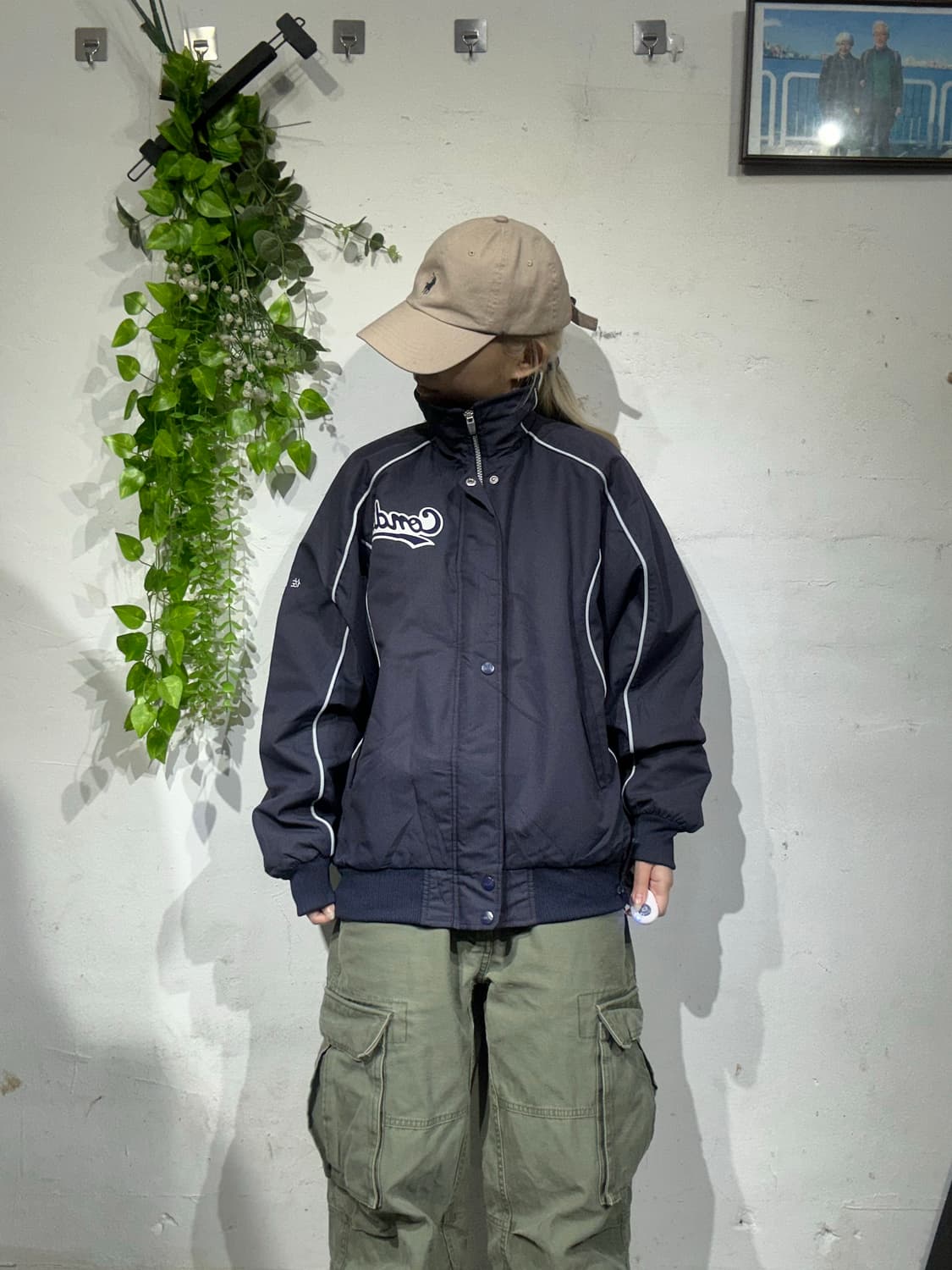 아식스 네이비 야구 잠바 바시티 자켓 L 상품이미지2