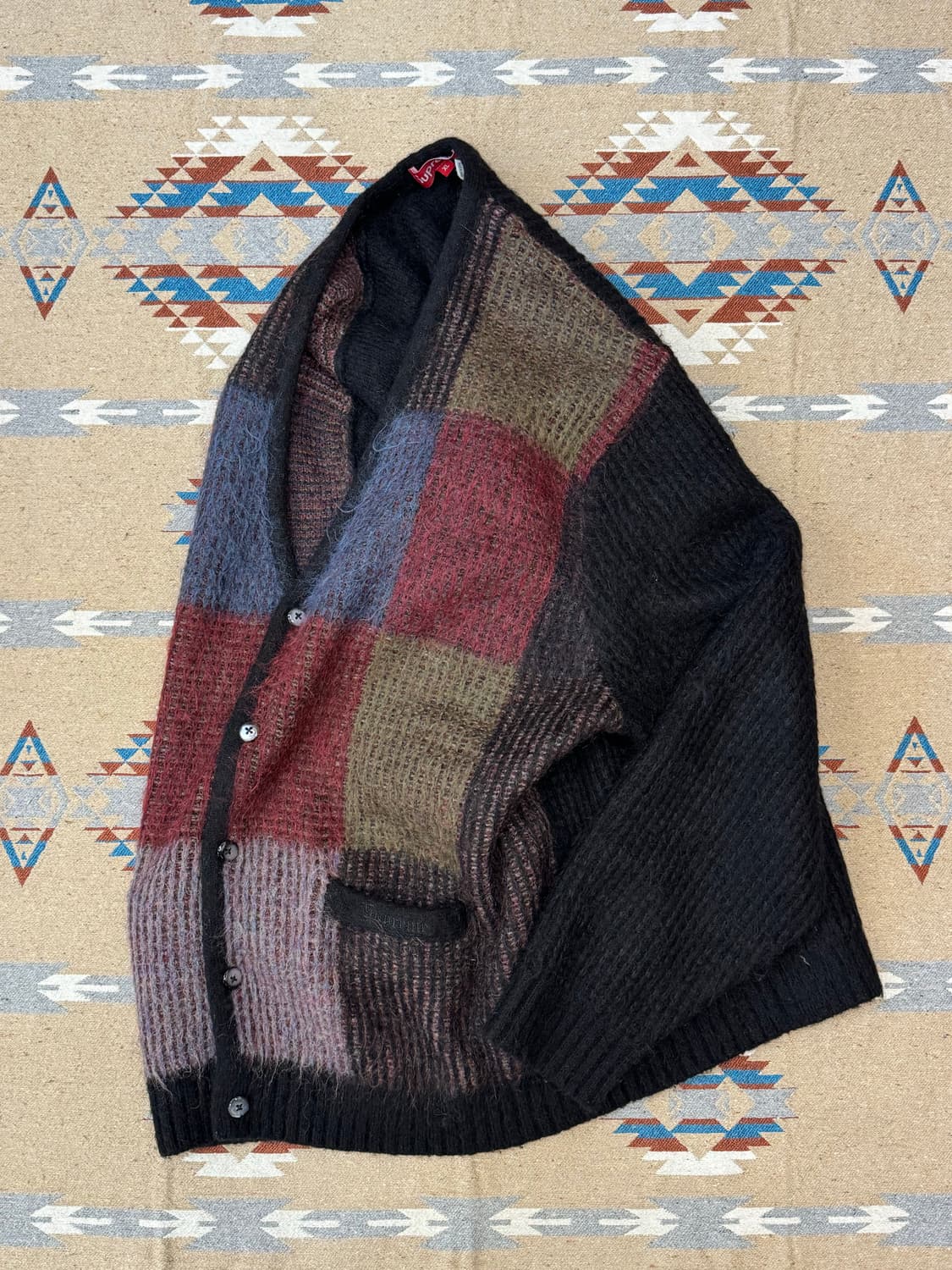 [XL] 슈프림 브러쉬드 그리드 가디건 블랙 상품이미지7