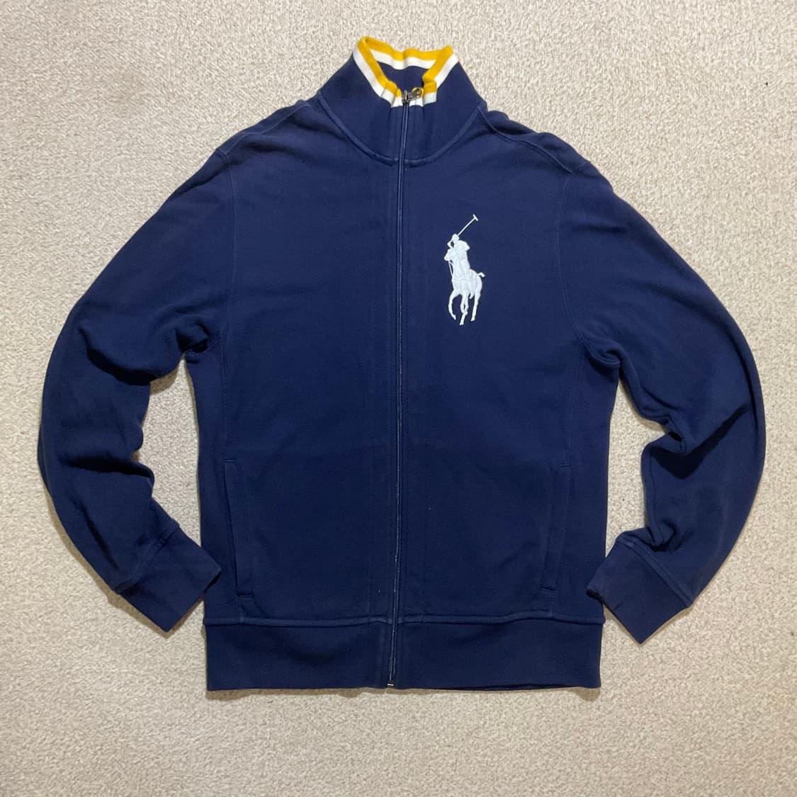 폴로 랄프로렌 빅포니 네이비 면 집업 옐로우 코튼 져지 자수 로고 상품이미지1