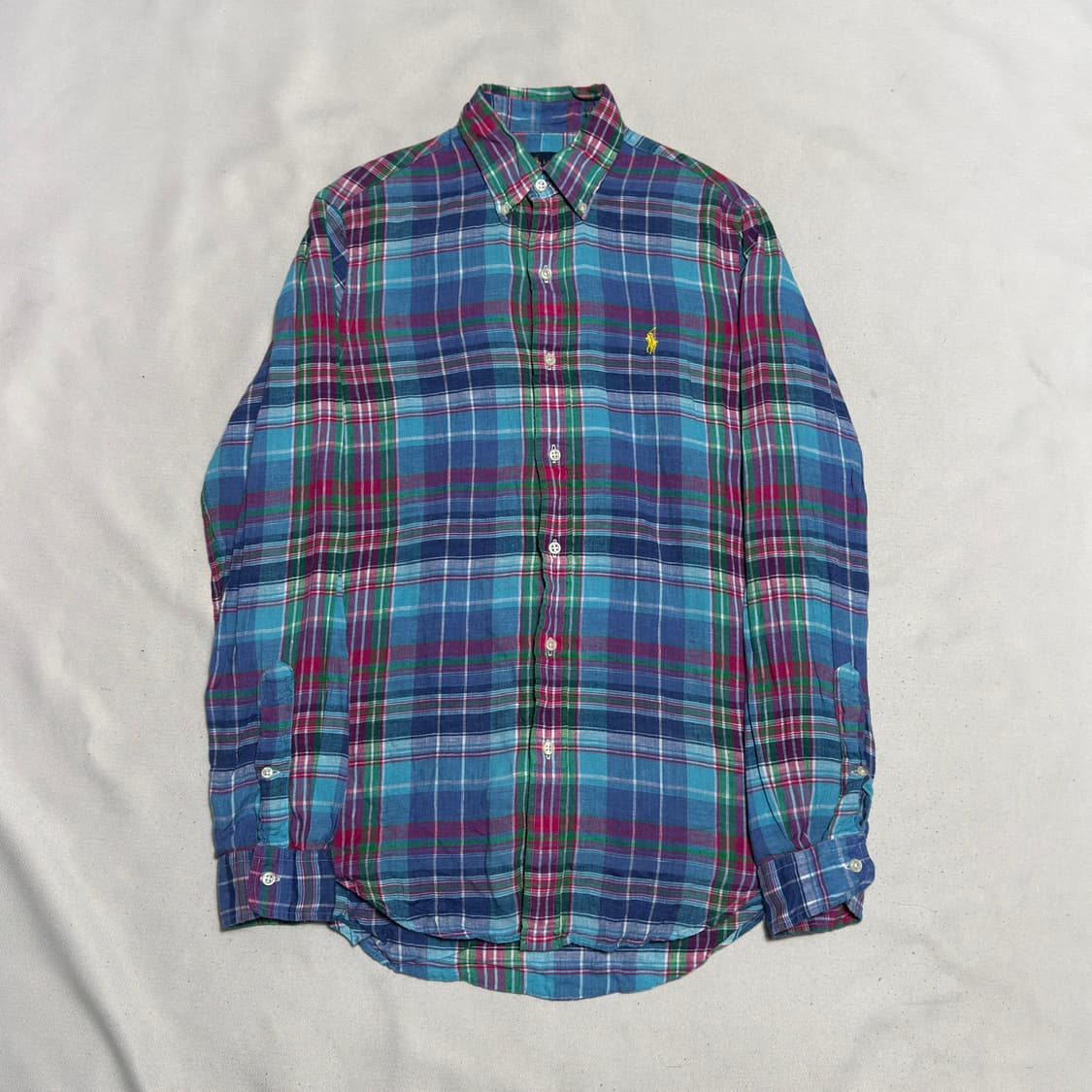 XS 폴로랄프로렌 블루체크 린넨 셔츠 상품이미지2