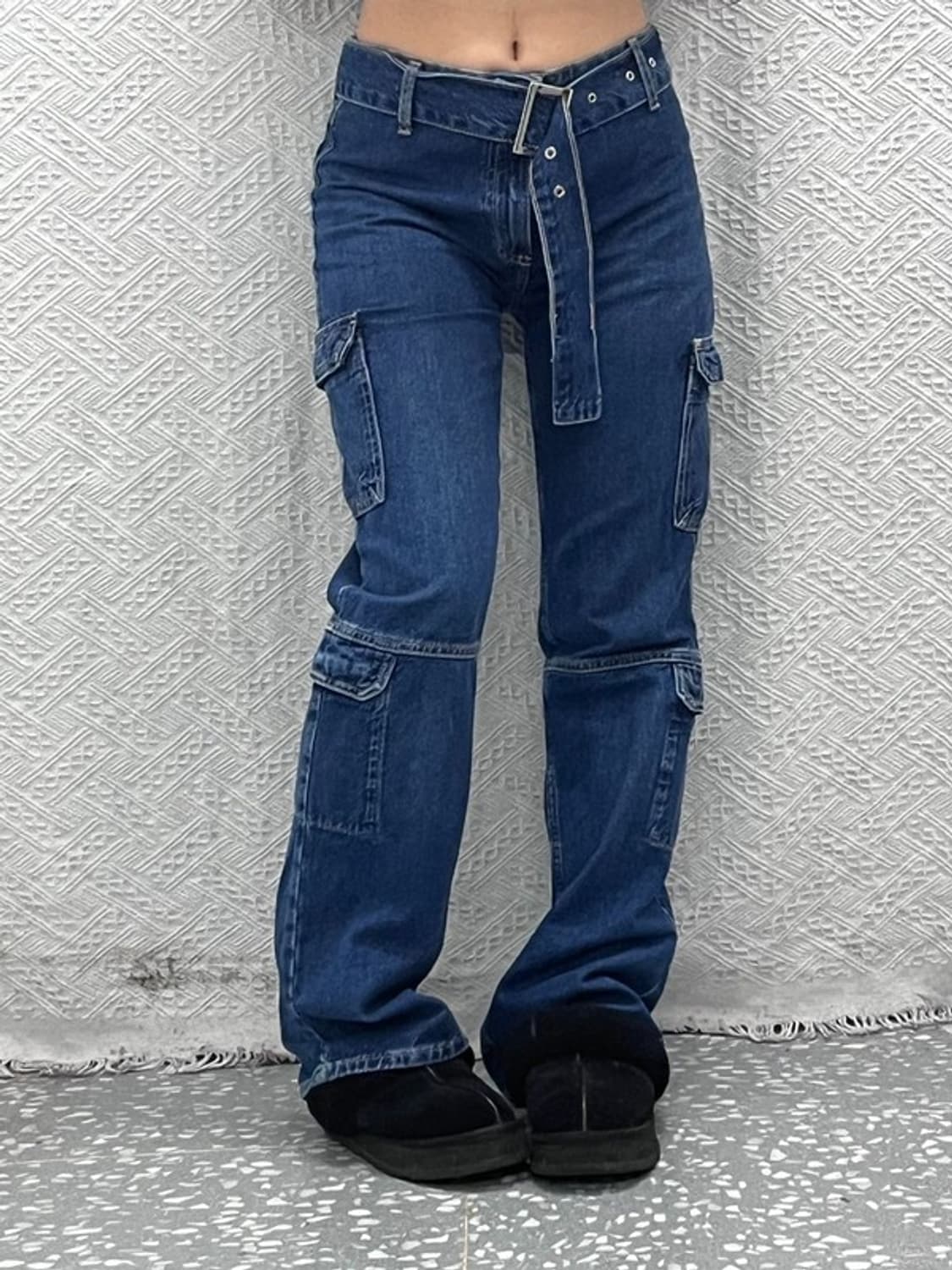 자라 핀터걸 미드라이즈 벨티드 데님 카고팬츠 26인치 C10726 상품이미지1