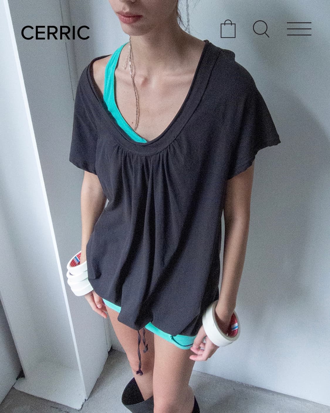 Cerric hem top - charcoal 상품이미지1