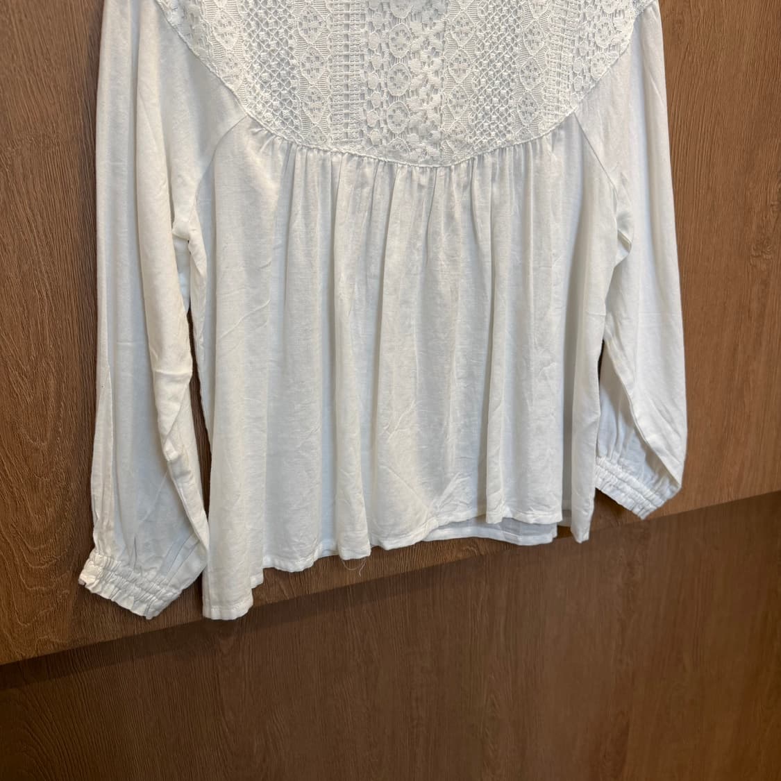 빈티지 롱슬리브 블라우스 레이스 프릴넥 디테일 루즈핏 아이보리 상품이미지4
