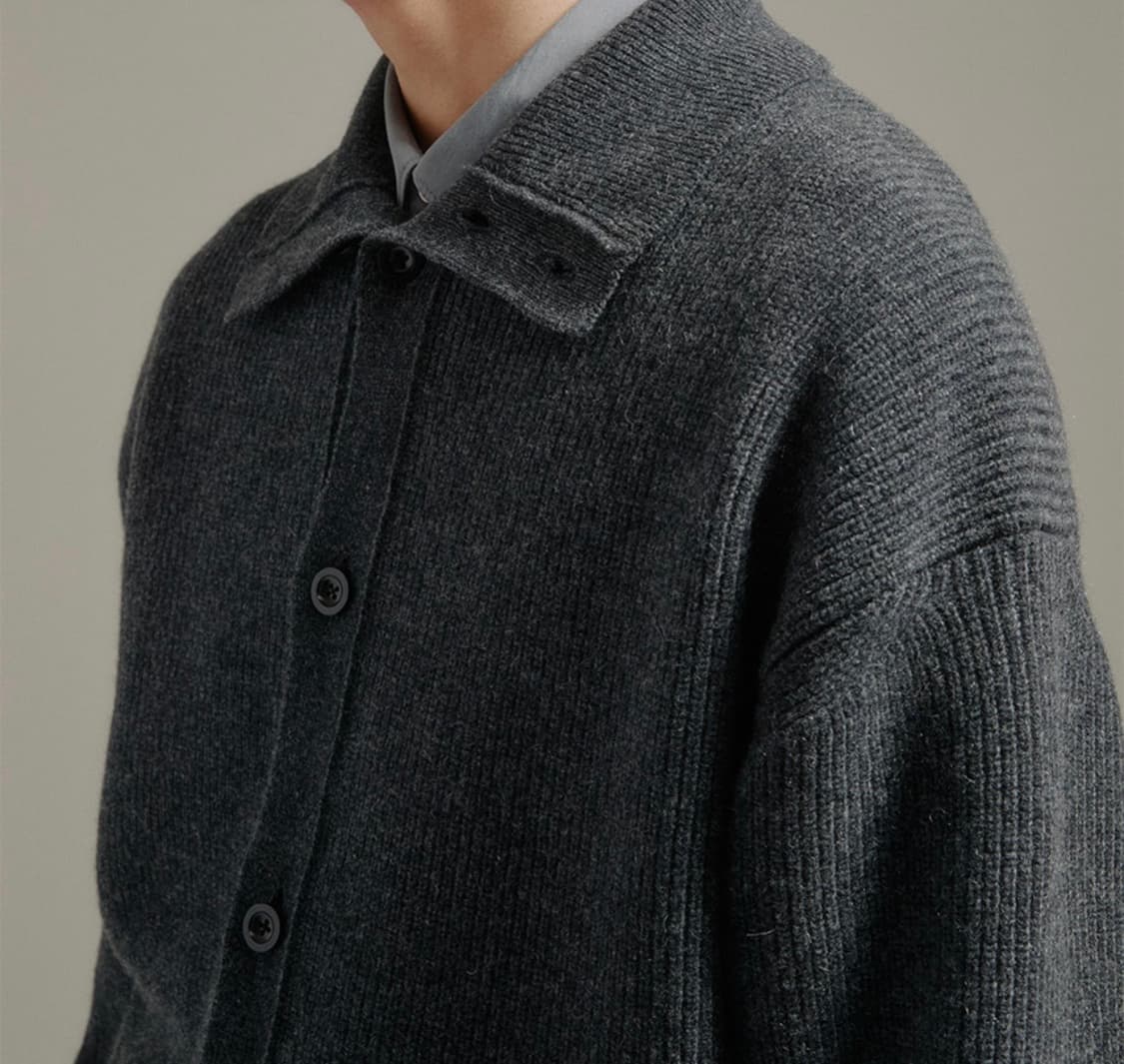 블랭크룸 하이넥 가디건 차콜 캐시미어10% 상품이미지4