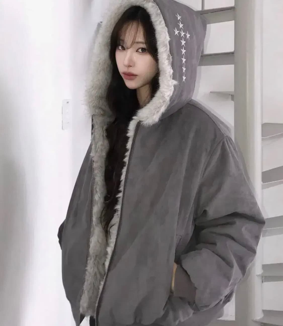 구해요) 러브이즈트루 리버시블 퍼후드 그레이 구합니다 상품이미지1