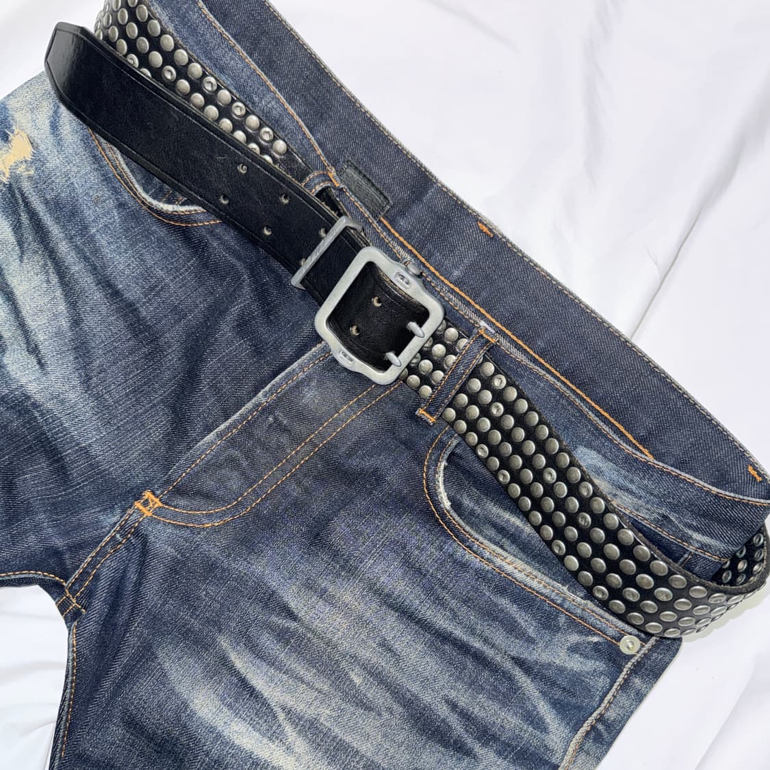 디젤 블랙골드 스터드 벨트 상품이미지2